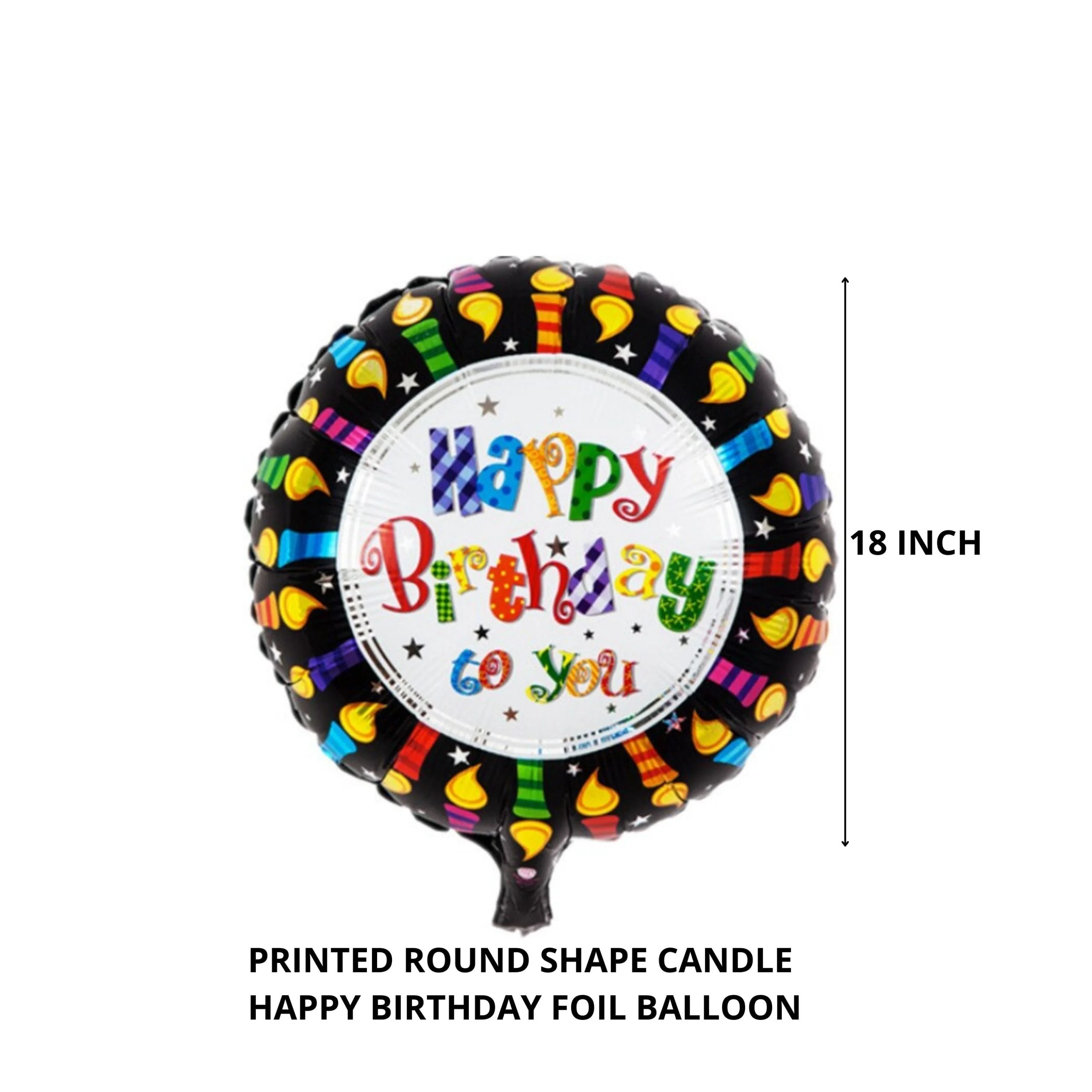 Printed Round Shape Candle Happy Birthday Foil Balloon - Premium Handcrafted 300 GSM Foil Balloon by Party Decor Mall India - View 2