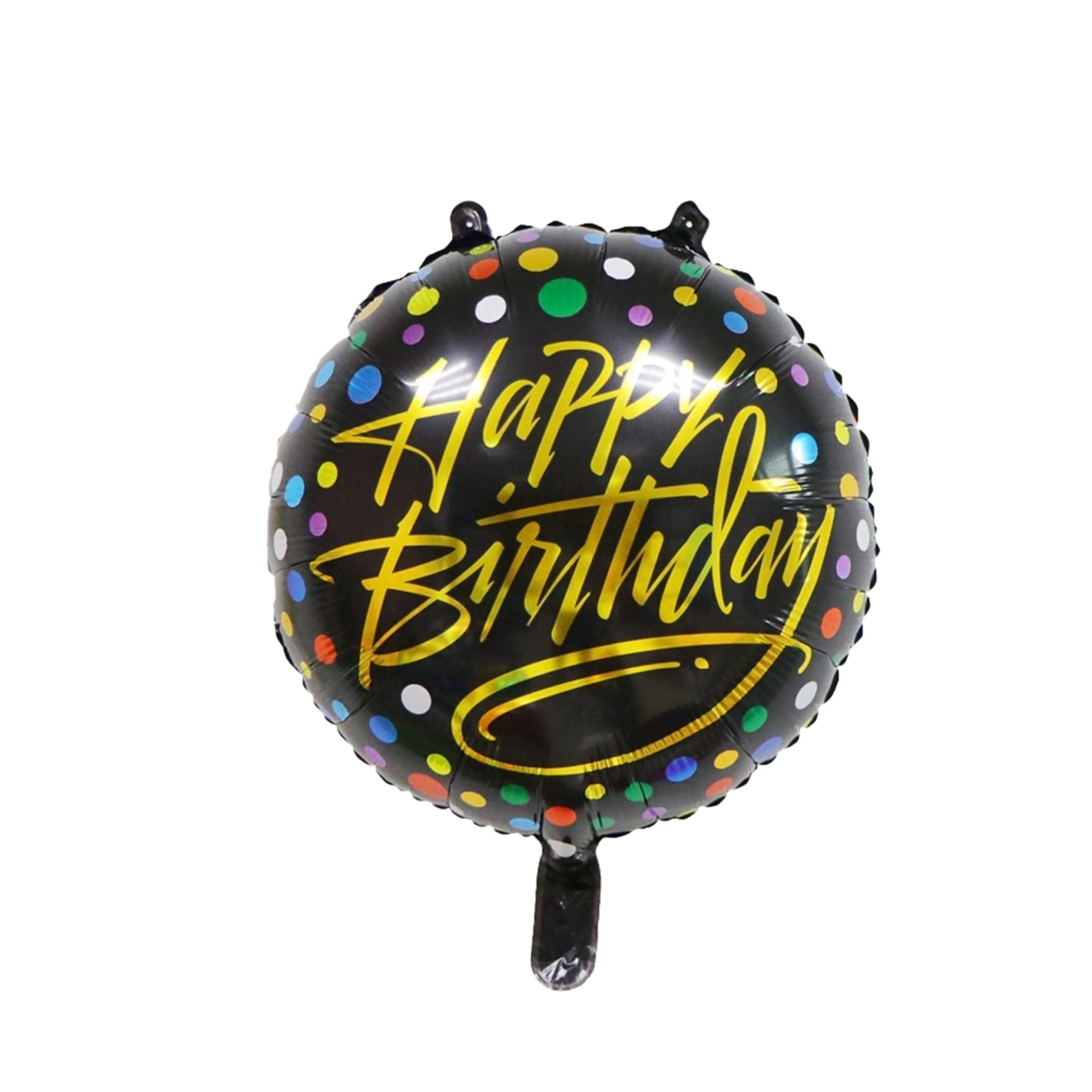 Printed Round Shape Golden Happy Birthday Foil Balloon - Premium Handcrafted 300 GSM Foil Balloon by Party Decor Mall India - View 1