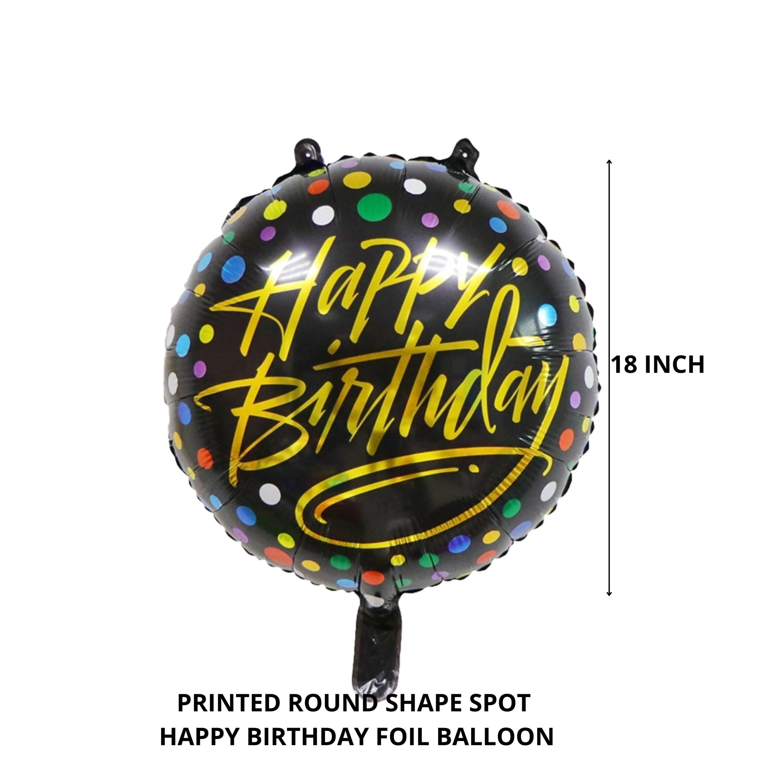 Printed Round Shape Golden Happy Birthday Foil Balloon - Premium Handcrafted 300 GSM Foil Balloon by Party Decor Mall India - View 2