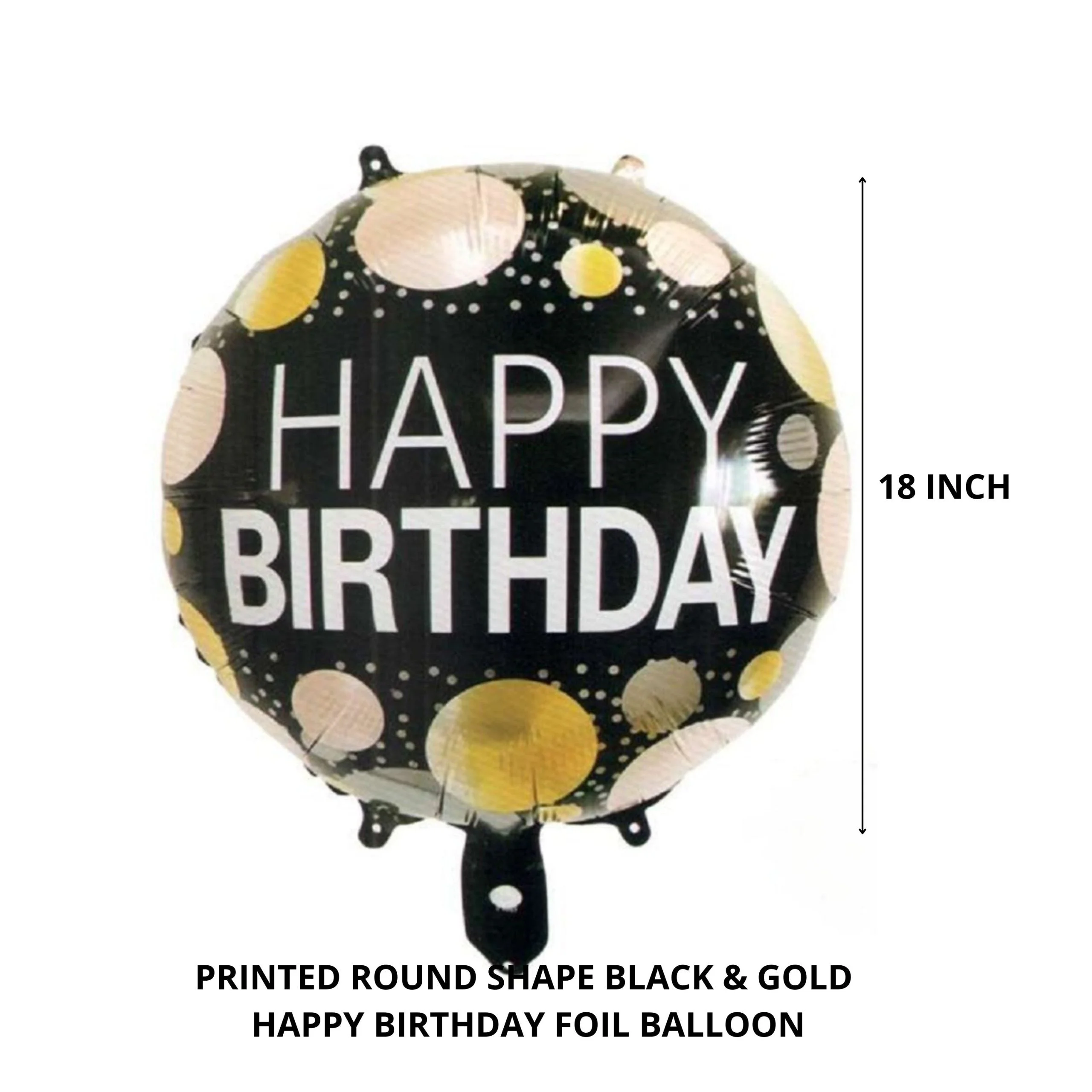 Printed Round Shape Golden Spot Happy Birthday Foil Balloon - Premium Handcrafted 300 GSM Party Supplies by Party Decor Mall India - View 2