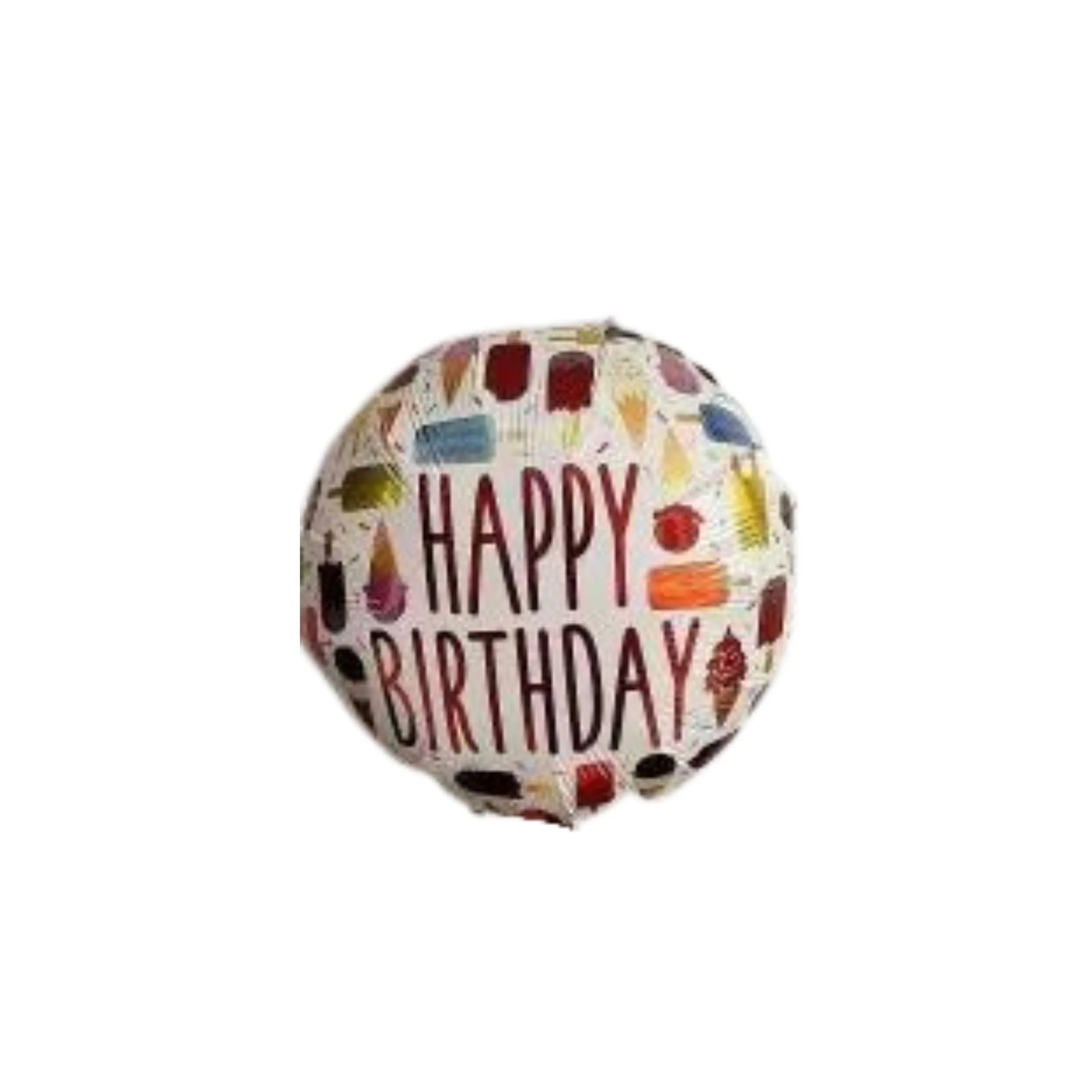 Printed Round Shape Ice Cream Happy Birthday Foil Balloon - Premium Handcrafted 300 GSM Foil Balloon by Party Decor Mall India - View 1