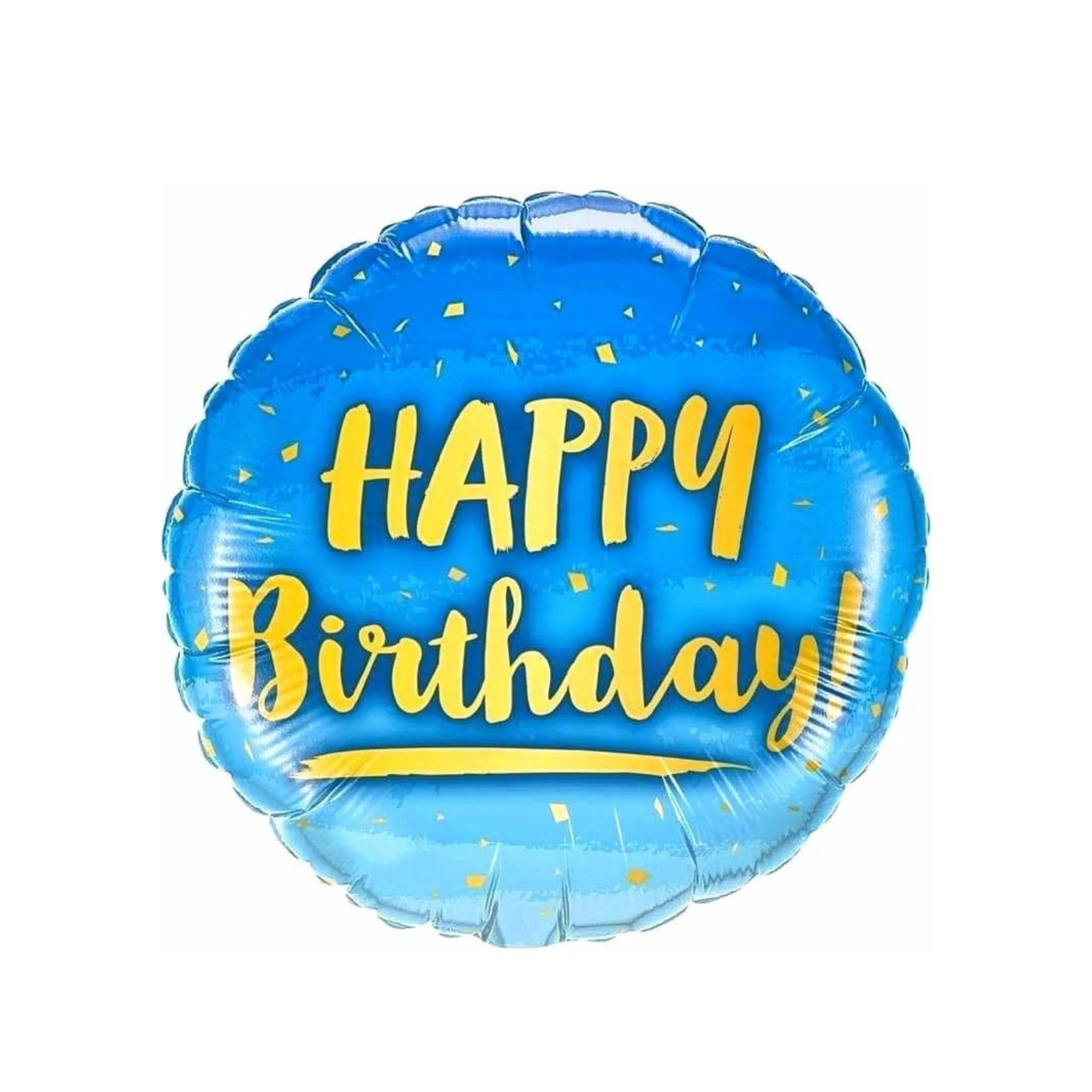 Party Decor Mall – Printed Round Shape Blue Happy Birthday Foil Balloon - Premium Handcrafted 300 GSM Foil Balloon by Party Decor Mall India - View 1