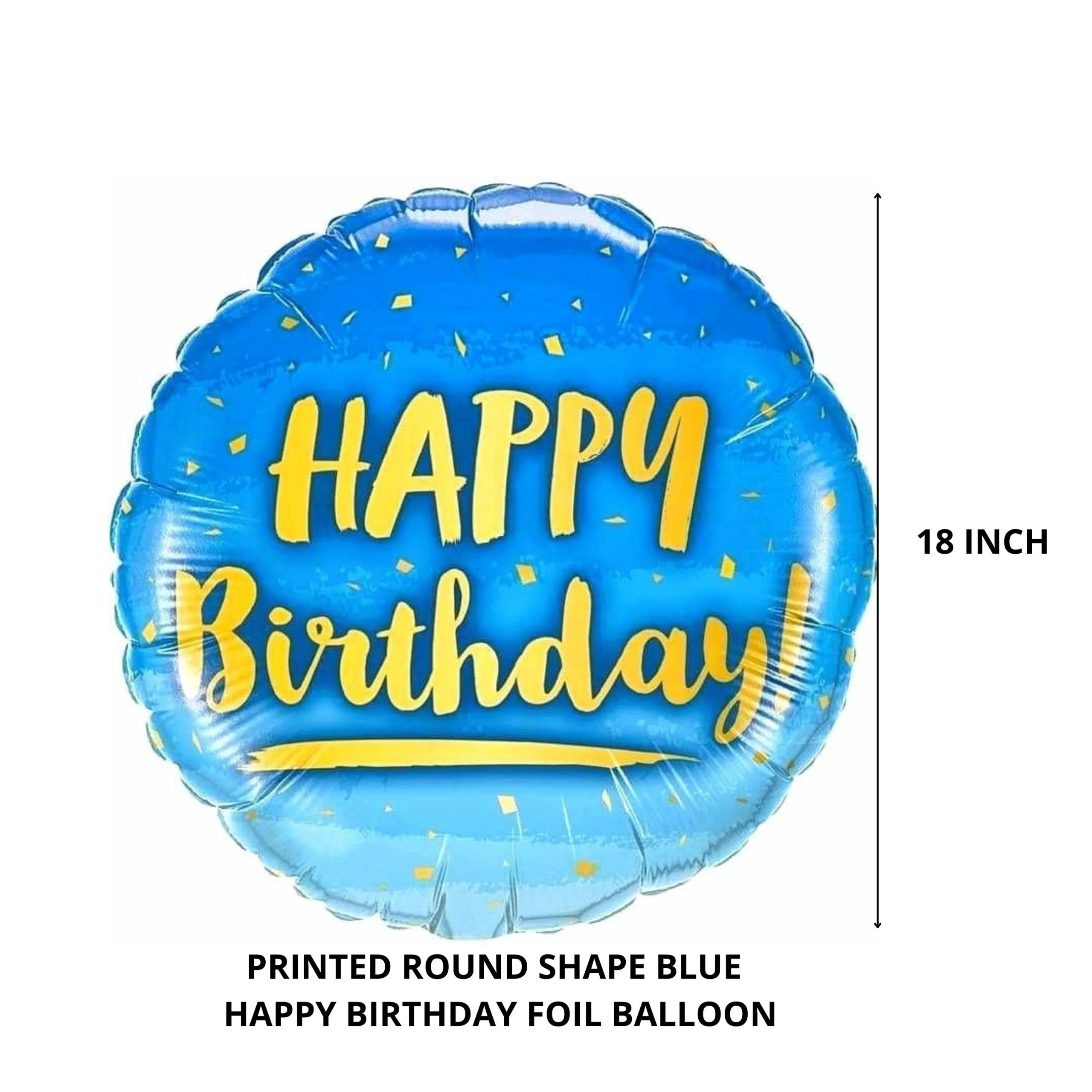 Party Decor Mall – Printed Round Shape Blue Happy Birthday Foil Balloon - Premium Handcrafted 300 GSM Foil Balloon by Party Decor Mall India - View 2
