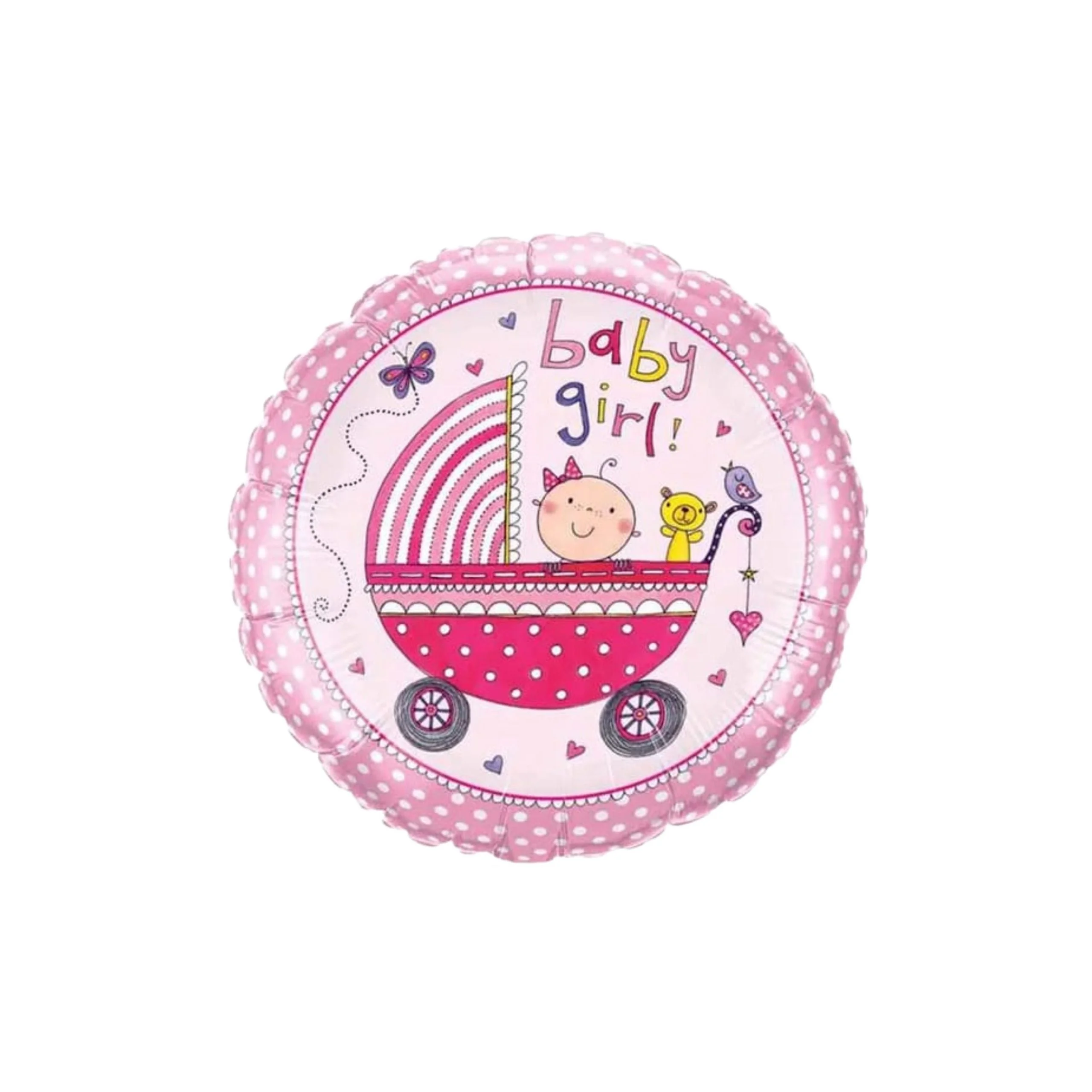 Party Decor Mall – Printed Round Shape Baby Girl Pink Foil Balloon - Premium Handcrafted 300 GSM Foil Balloon by Party Decor Mall India - View 1