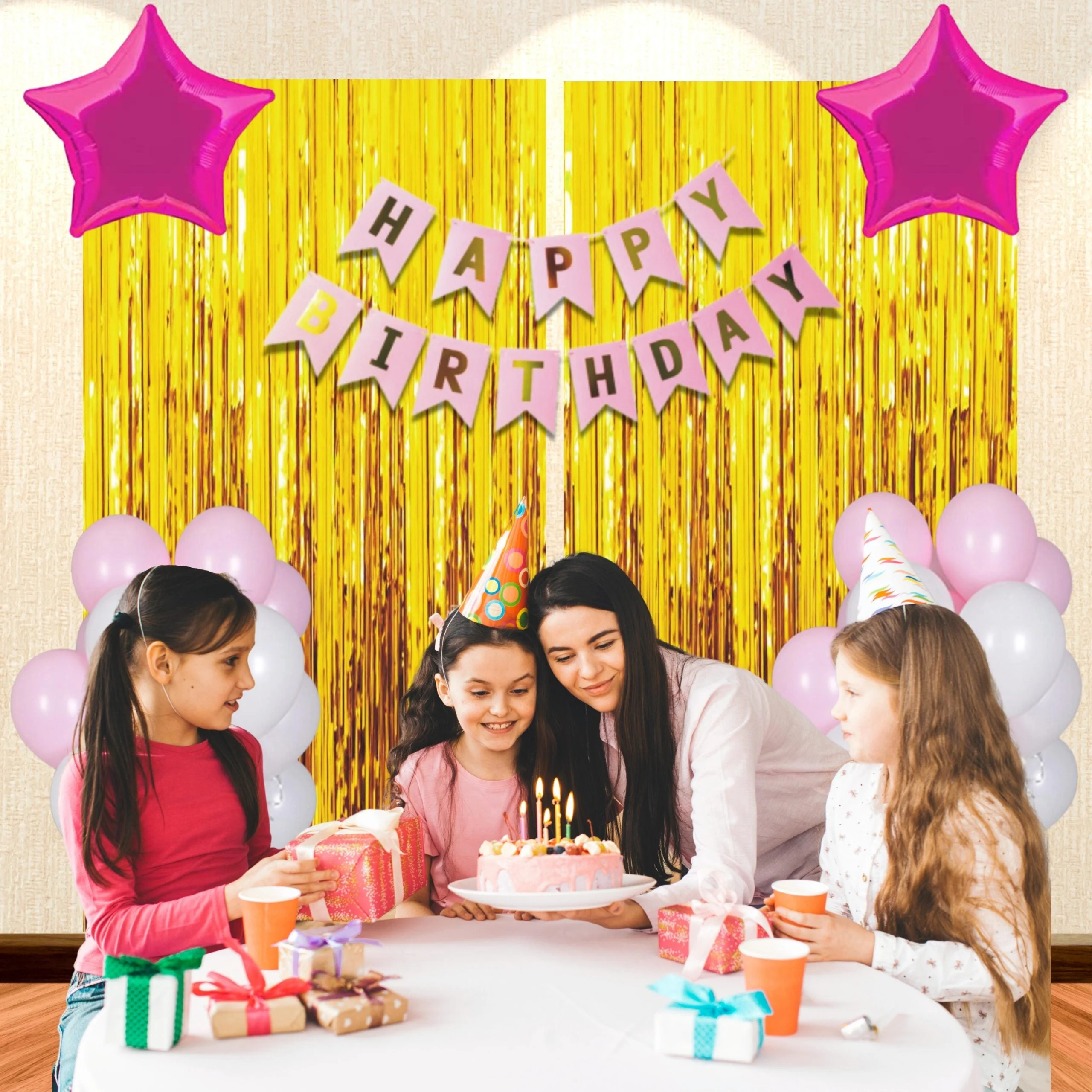 26PCS Happy Birthday Pink & White Balloon Decor Kit - Premium Handcrafted 300 GSM Party Supply by Party Decor Mall India - View 3