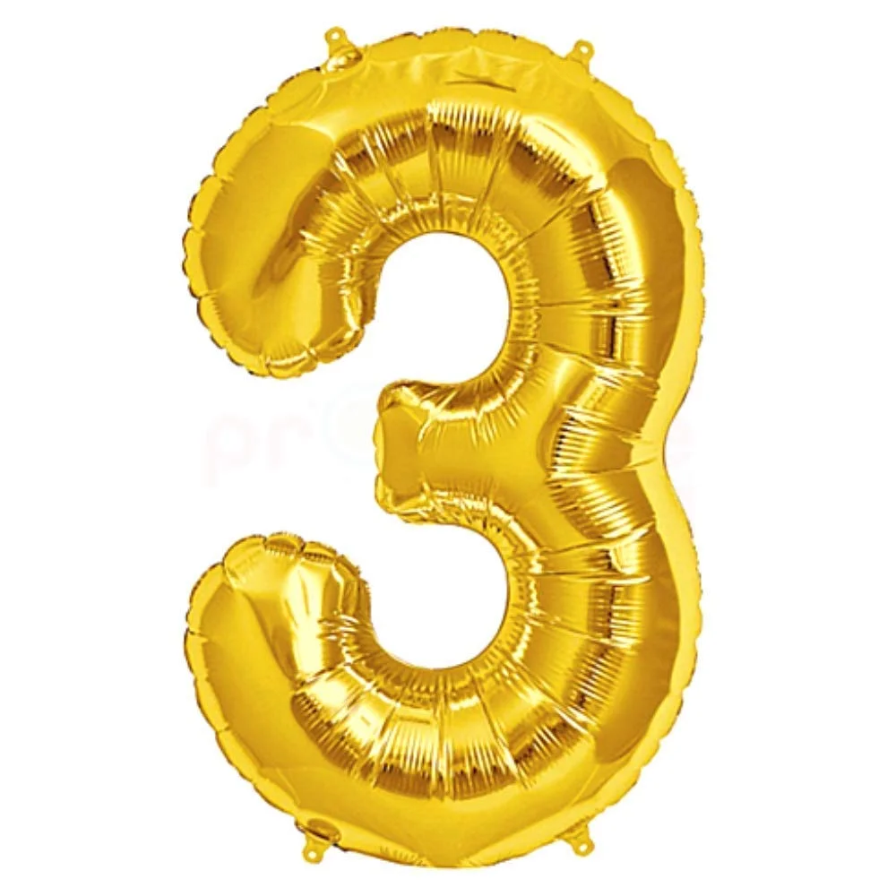 32 Inches Number Foil Balloon, Gold Color - Premium Handcrafted 300 GSM Foil Balloon by Party Decor Mall India - View 9