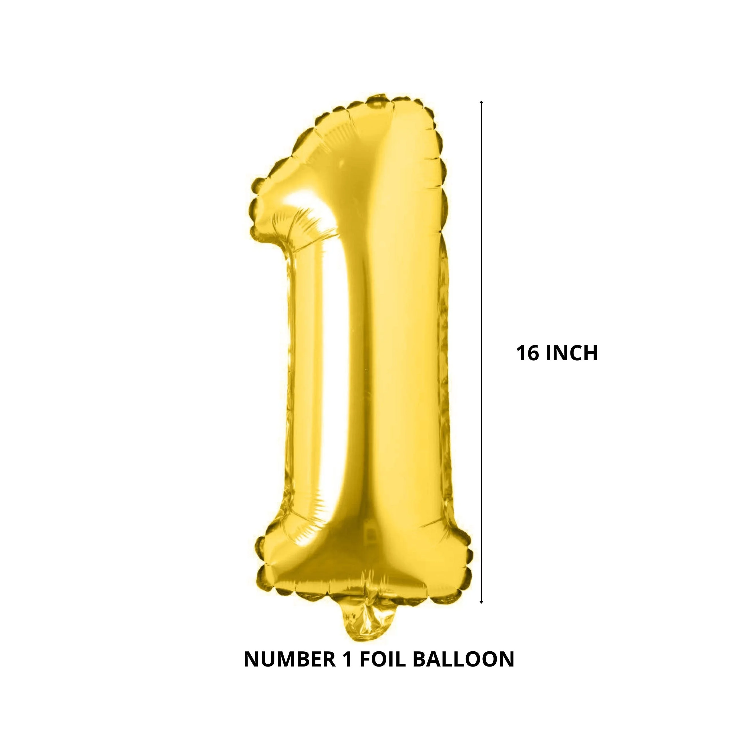 16 Inches Number Foil Balloon, Gold Color - Premium Handcrafted 300 GSM Foil Balloon by Party Decor Mall India - View 2