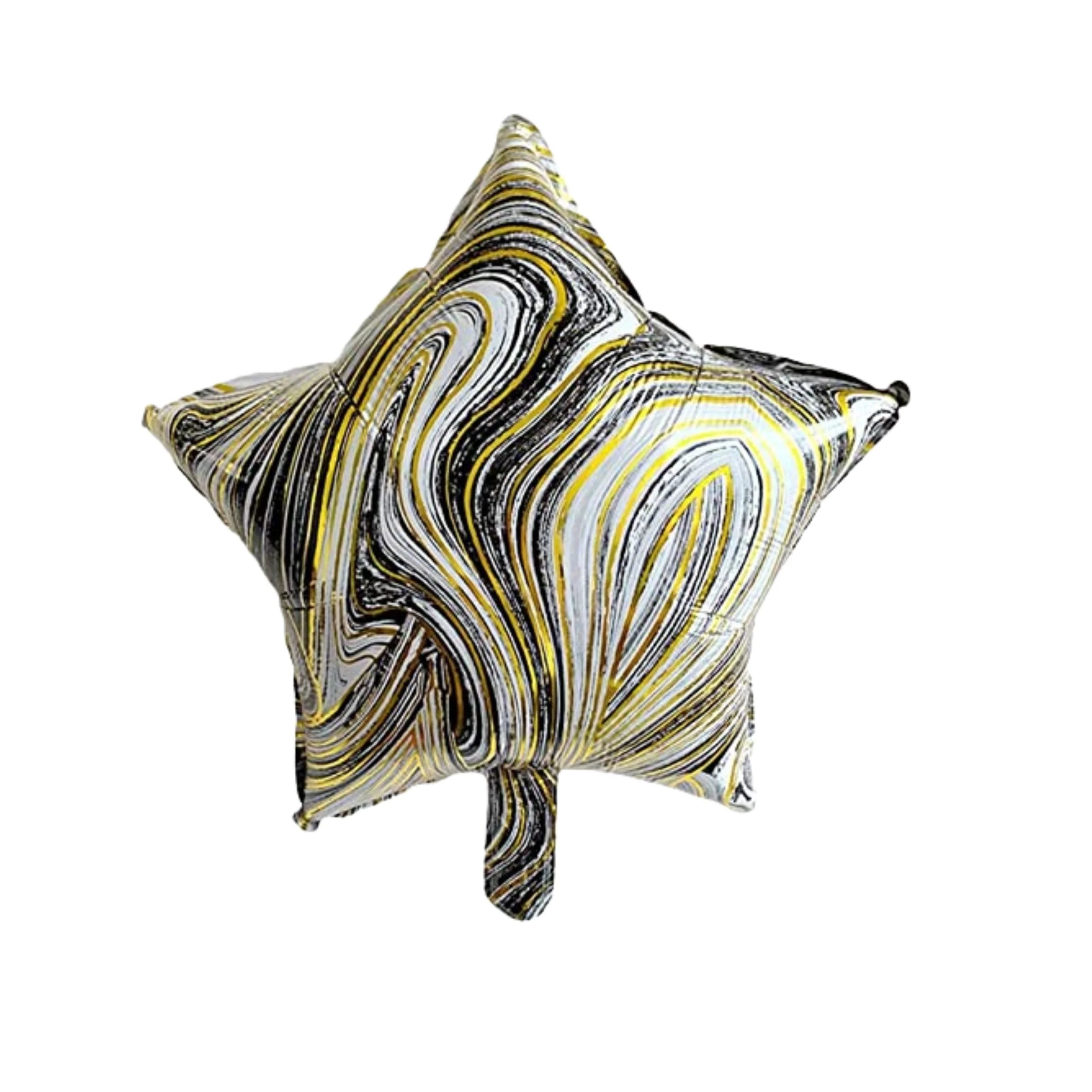 Black Marble Star 18″ inch Foil Balloon for Happy Birthday Party, Anniversary & Valentine Day - Premium Handcrafted 300 GSM Foil Balloon by Party Decor Mall India - View 1