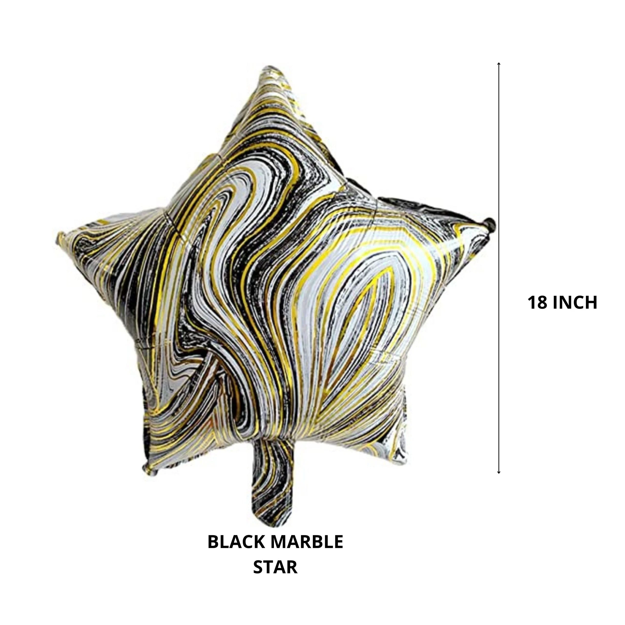 Black Marble Star 18″ inch Foil Balloon for Happy Birthday Party, Anniversary & Valentine Day - Premium Handcrafted 300 GSM Foil Balloon by Party Decor Mall India - View 2