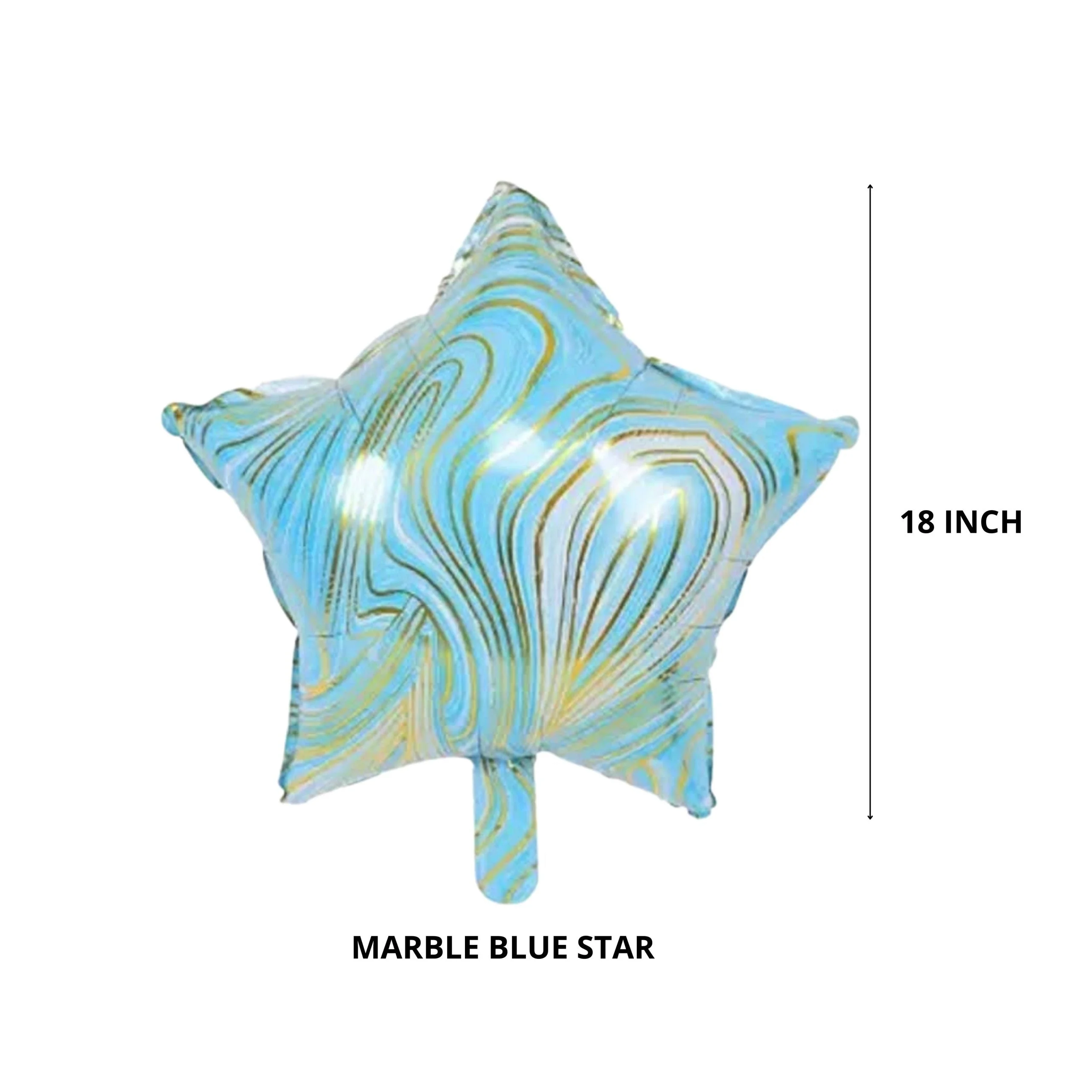 Blue Marble Star 18″ inch Foil Balloon for Happy Birthday Party, Anniversary & Valentine Day - Premium Handcrafted 300 GSM Foil Balloon by Party Decor Mall India - View 2
