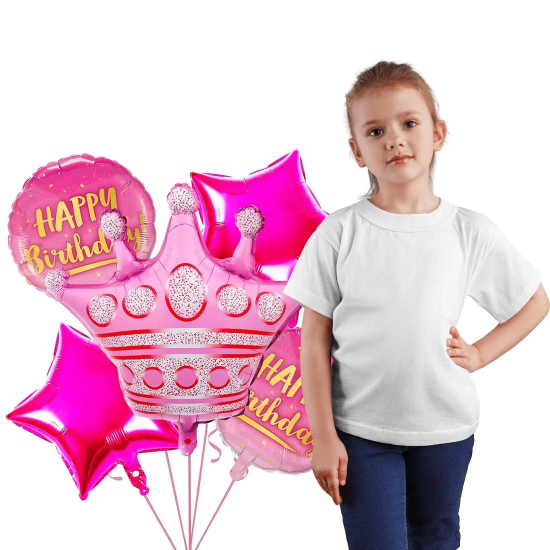 Pink Girls Princess Crown Foil Balloons Set for Girls Theme Birthday Party (set of 5) - Premium Handcrafted 300 GSM Foil Balloons, Balloons by Party Decor Mall India - View 6