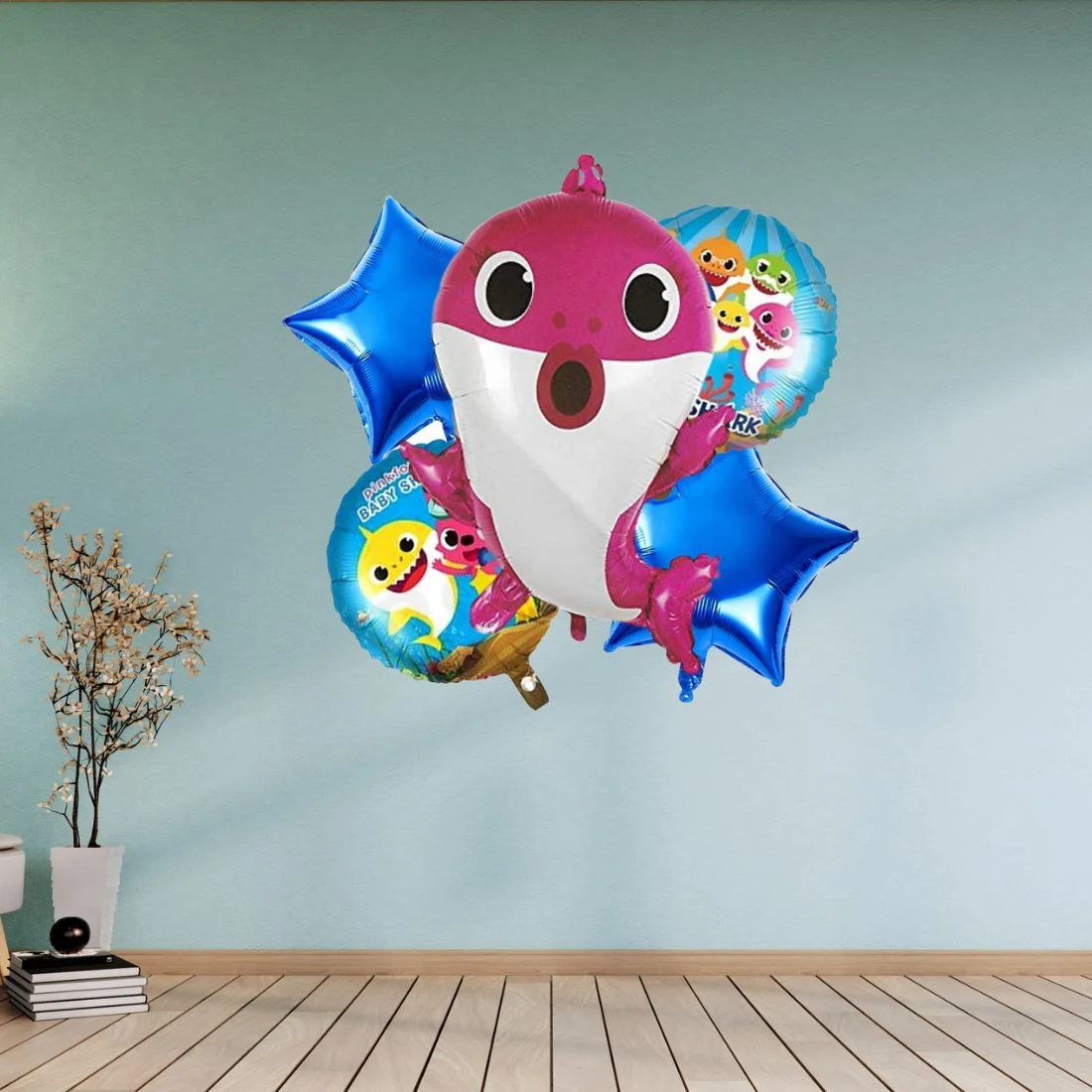Baby Shark Birthday Decoration for Kids Girls Boys, Baby Shark Foil Balloon (set of 5) - Premium Handcrafted 300 GSM Birthday Decoration by Party Decor Mall India - View 6