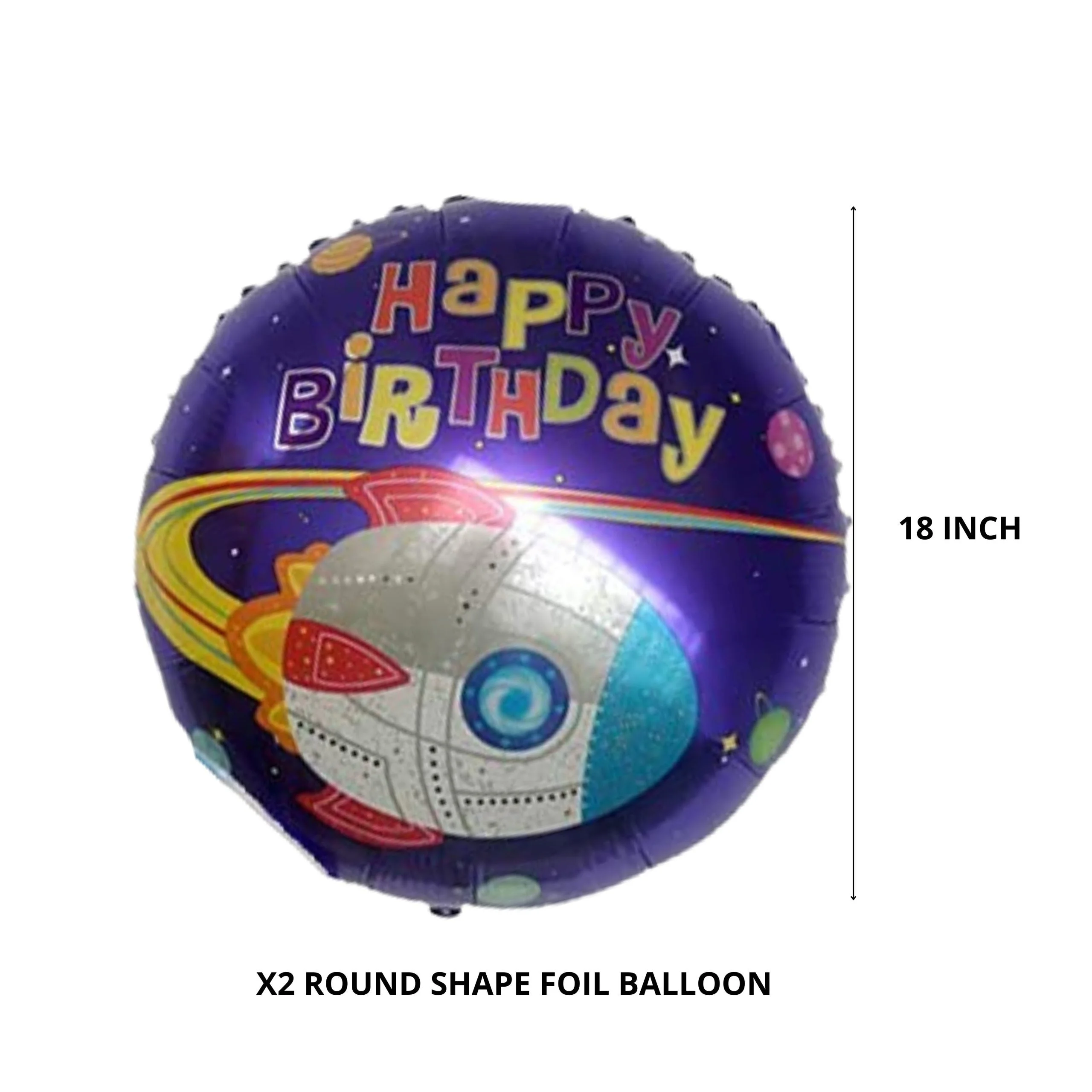 Party Decor Mall – Astronaut Happy Birthday Foil Balloon Set for Space Purple Theme Birthday Party – Pack of 5 - Premium Handcrafted 300 GSM Balloon Kit by Party Decor Mall India - View 3