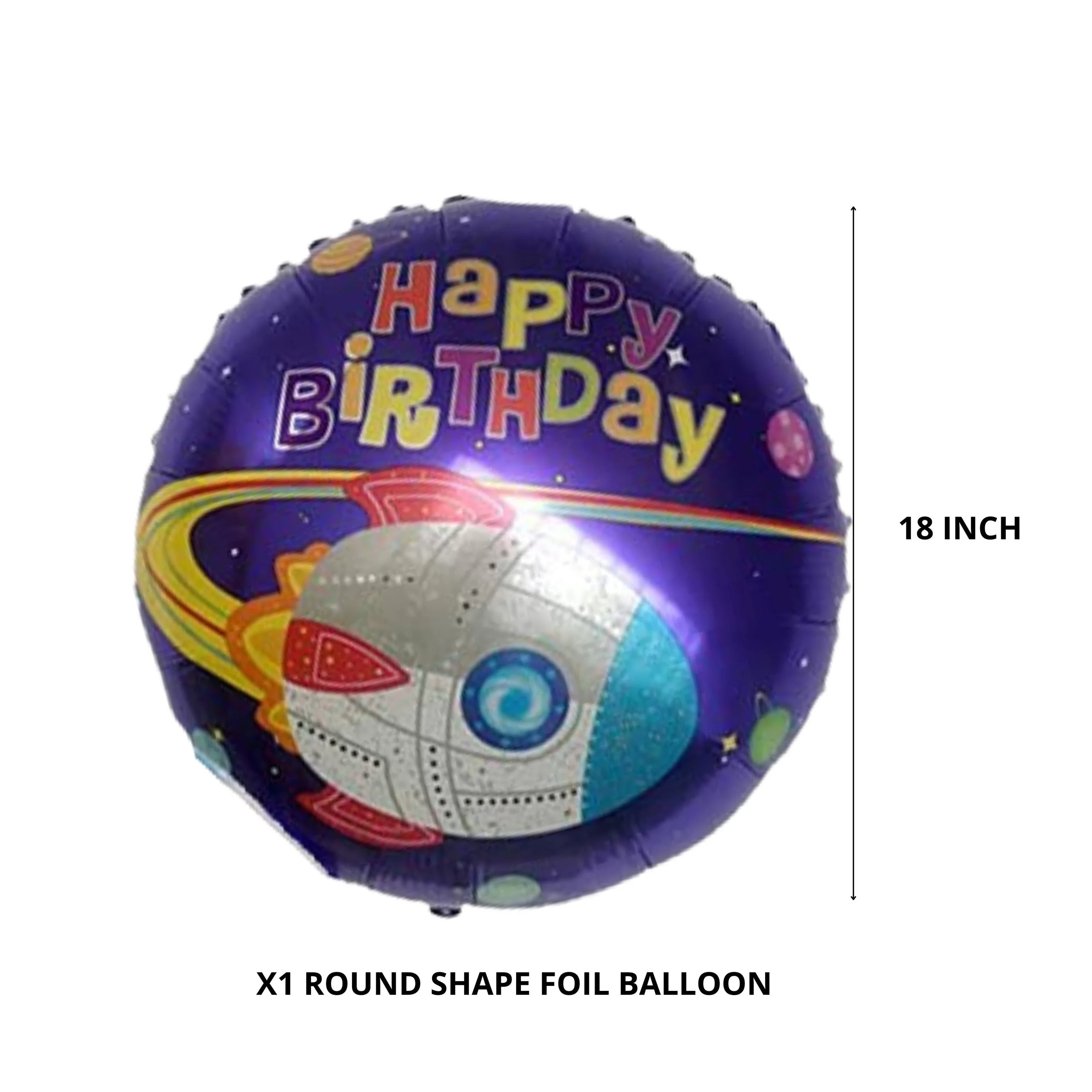 Party Decor Mall – Space Happy Birthday Foil Balloon Set for Space Theme Birthday Party – Pack of 5 - Premium Handcrafted 300 GSM Foil Balloon by Party Decor Mall India - View 3
