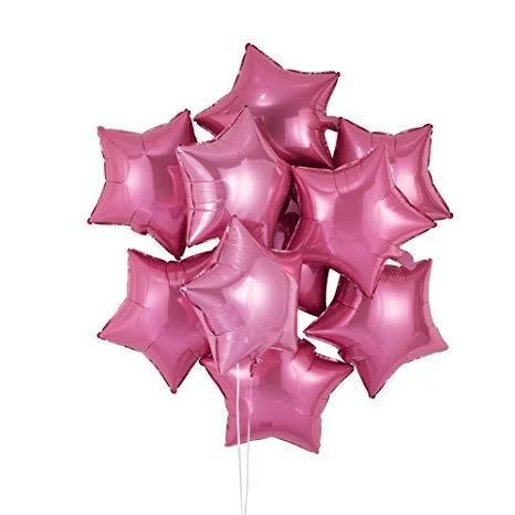 18″ Dark Pink Star Foil Balloon for Birthday Party, Anniversary Pack of 10 - Premium Handcrafted 300 GSM Party Supplies by Party Decor Mall India - View 1