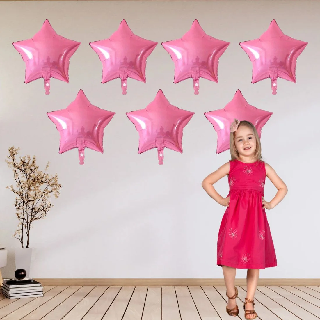 18″ Dark Pink Star Foil Balloon for Birthday Party, Anniversary Pack of 10 - Premium Handcrafted 300 GSM Party Supplies by Party Decor Mall India - View 3