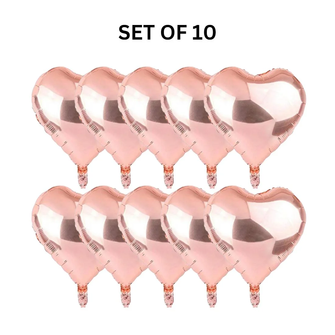 Rose Gold Heart Shape Foil Balloon 5″ inch for Anniversary, Valentine Party & Birthday Party Pack of 10 - Premium Handcrafted 300 GSM Foil Balloon by Party Decor Mall India - View 2