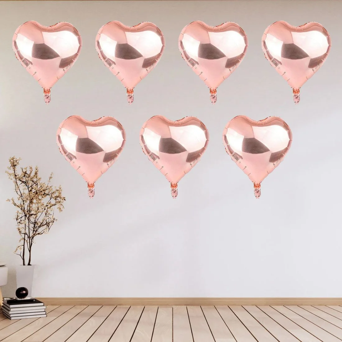 Rose Gold Heart Shape Foil Balloon 5″ inch for Anniversary, Valentine Party & Birthday Party Pack of 10 - Premium Handcrafted 300 GSM Foil Balloon by Party Decor Mall India - View 3