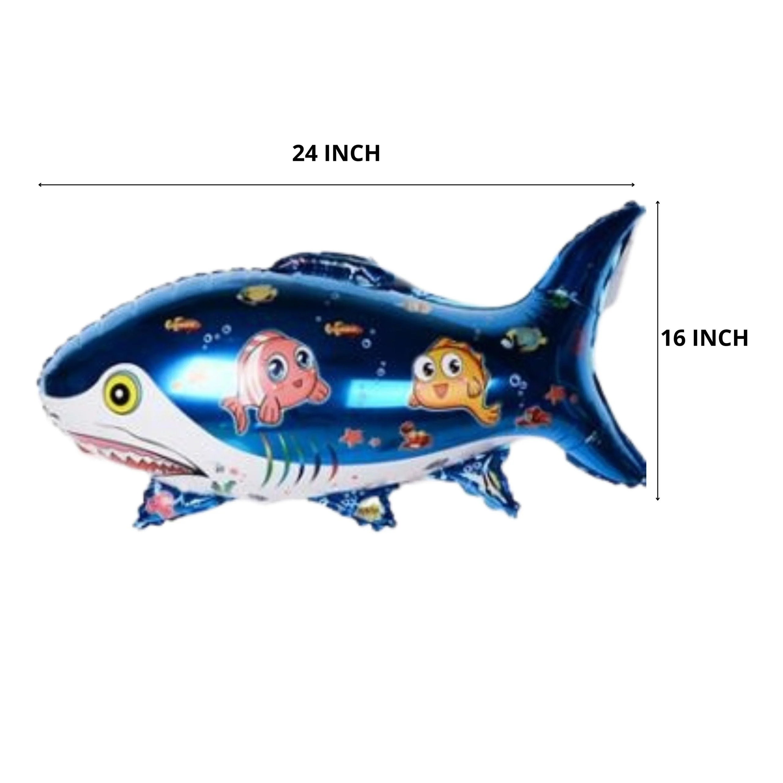 Blue Giant Shark Shaped Foil Balloons Fish Shaped Aqua Foil Balloon - Premium Handcrafted 300 GSM Foil Balloons, Balloons by Party Decor Mall India - View 2