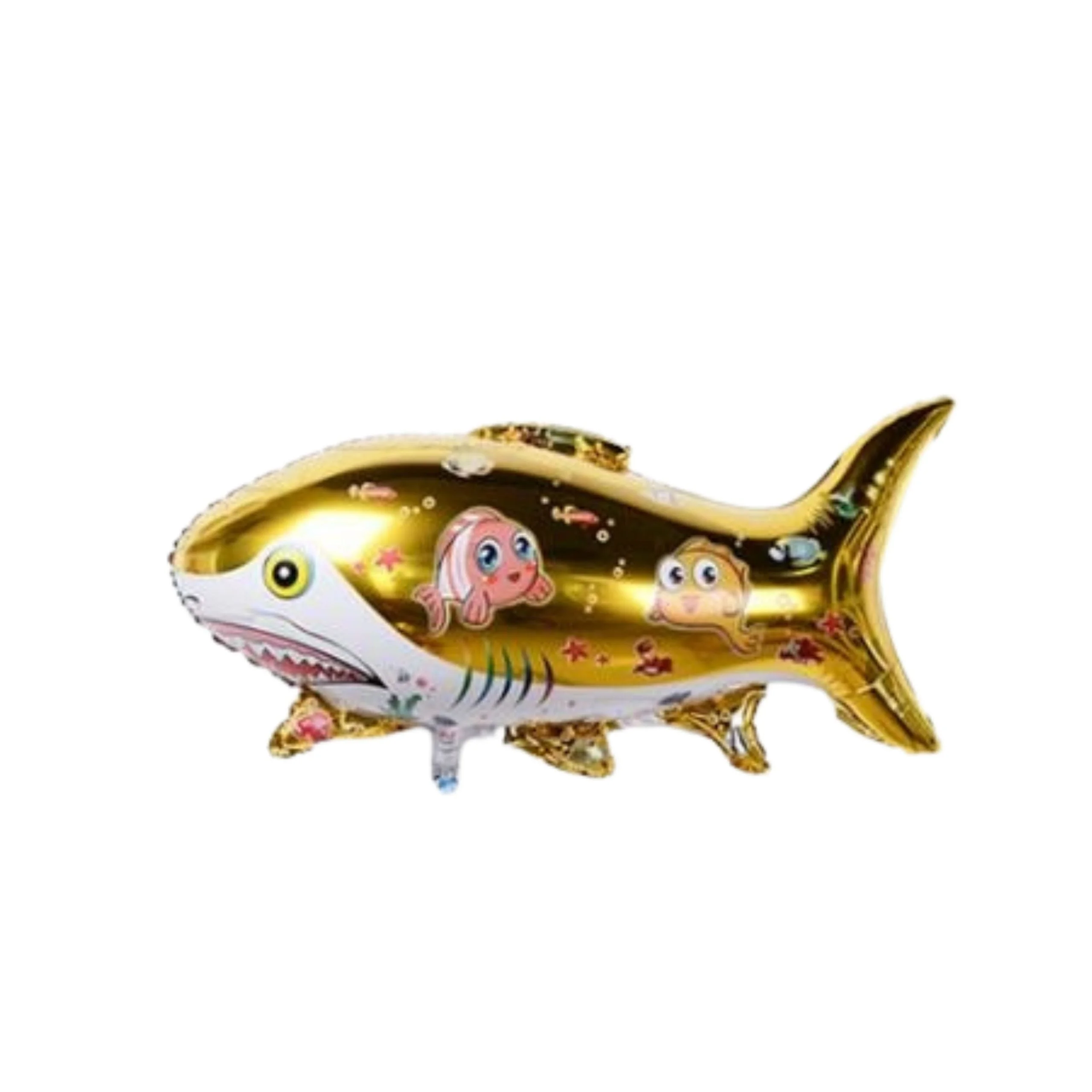 Gold Giant Shark Shaped Foil Balloons Fish Shaped Aqua Foil Balloon - Premium Handcrafted 300 GSM Foil Balloons, Balloons by Party Decor Mall India - View 1