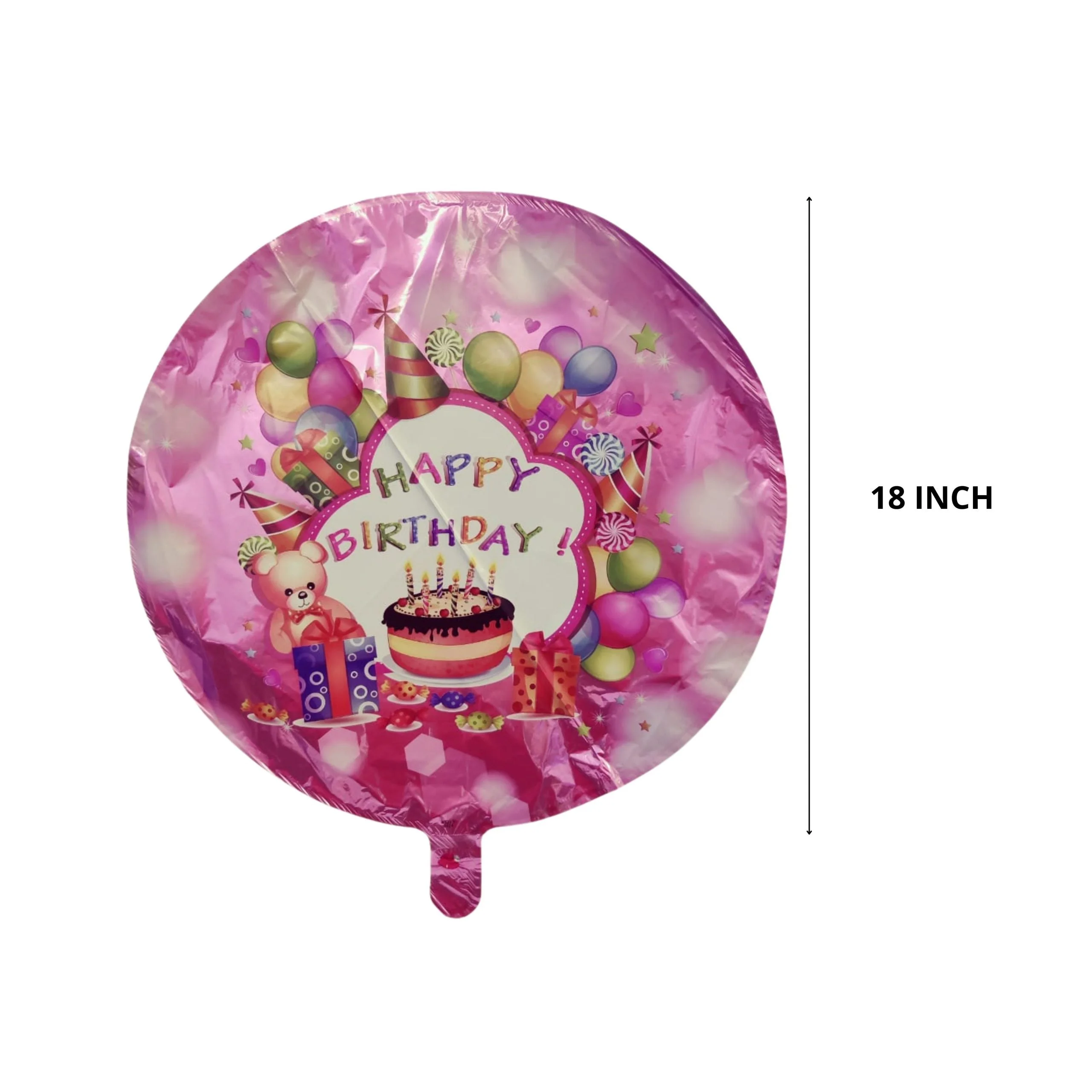 Happy Birthday Round Shape Foil Balloon - Premium Handcrafted 300 GSM Foil Balloon by Party Decor Mall India - View 2