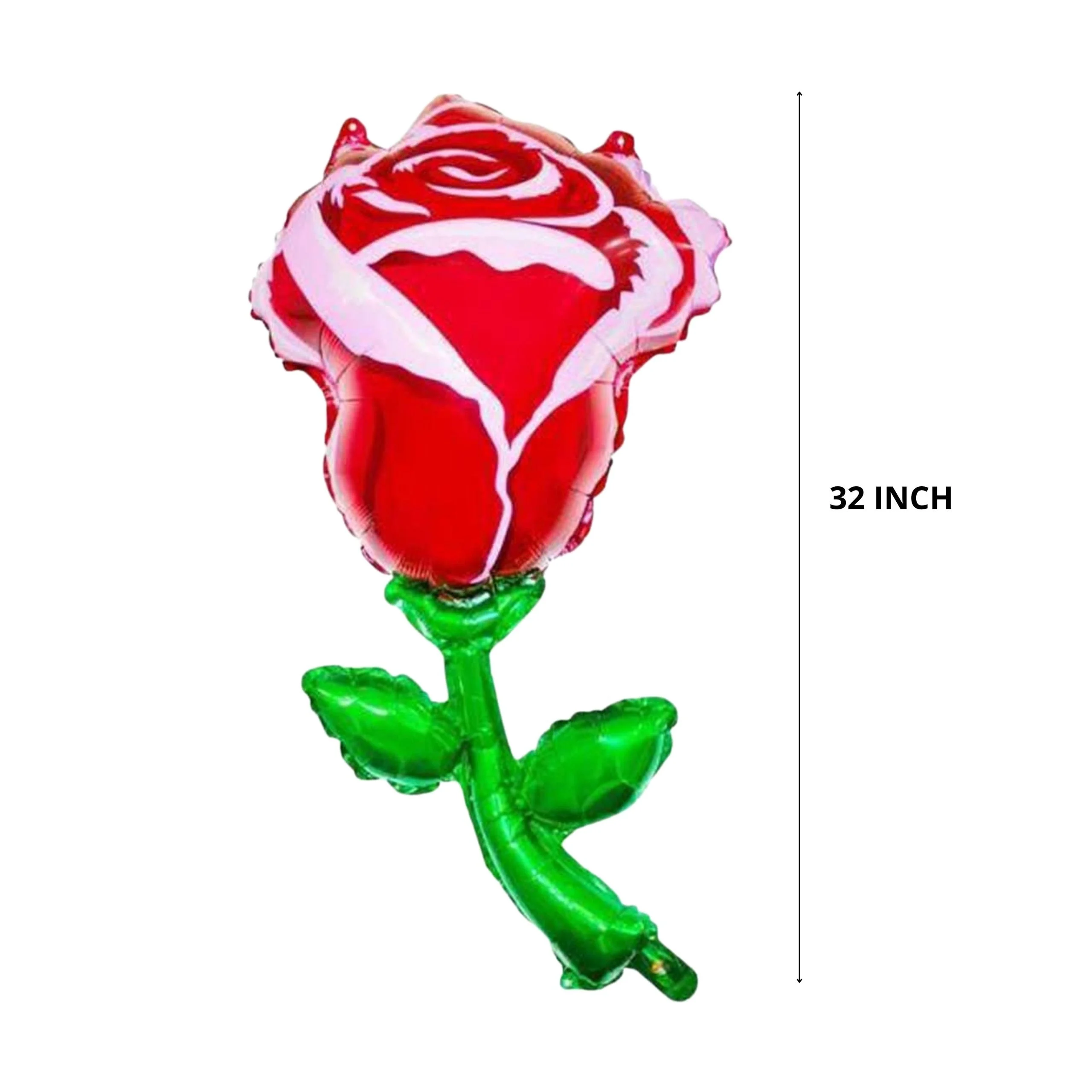 Party Decor Mall – Red Rose Foil Balloon - Premium Handcrafted 300 GSM Foil Balloon by Party Decor Mall India - View 2