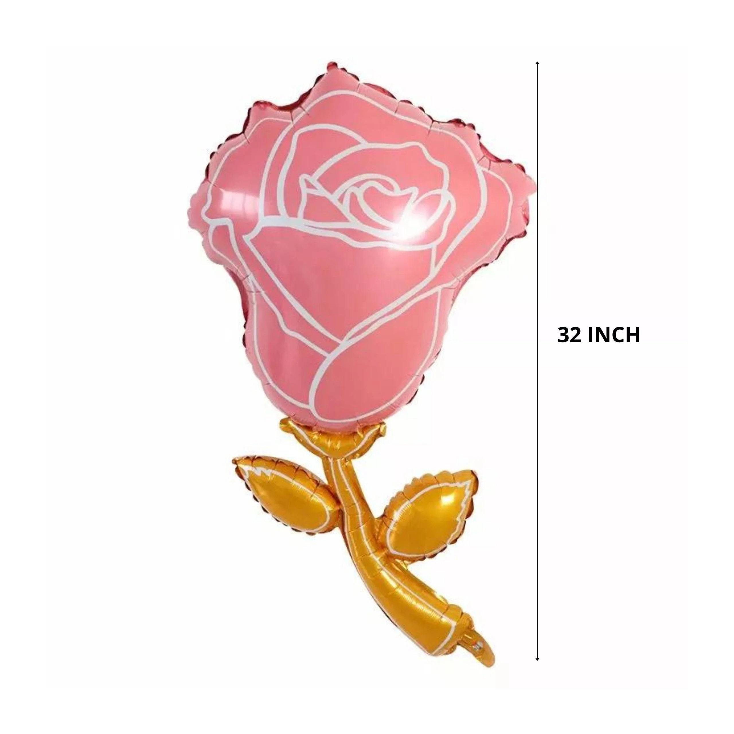 Pink Rose Foil Balloon - Premium Handcrafted 300 GSM Foil Balloon by Party Decor Mall India - View 2