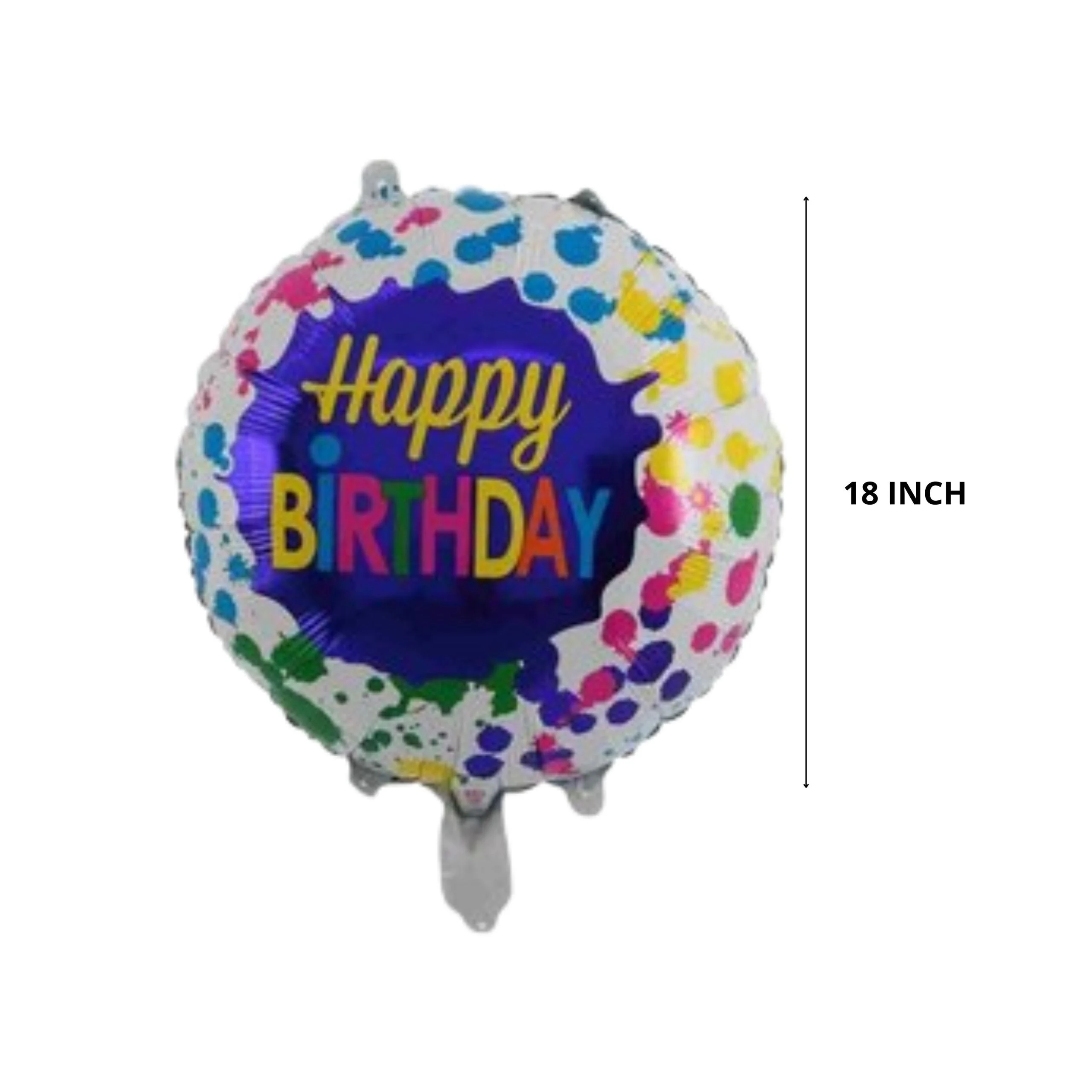 Colour splash Happy Birthday round Foil Balloon - Premium Handcrafted 300 GSM Foil Balloon by Party Decor Mall India - View 2