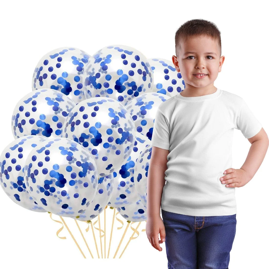 Blue Confetti Balloons - 12″ Balloons - Premium Handcrafted 300 GSM Balloons by Party Decor Mall India - View 4