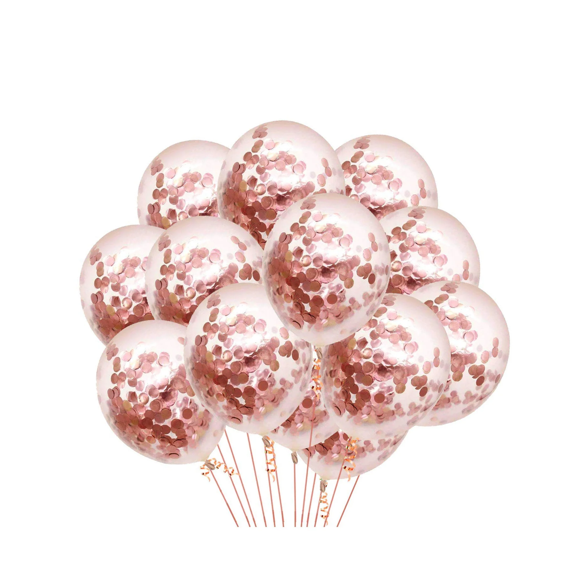 Rosegold Confetti Balloons - 12″ Balloons - Premium Handcrafted 300 GSM Balloons by Party Decor Mall India - View 1
