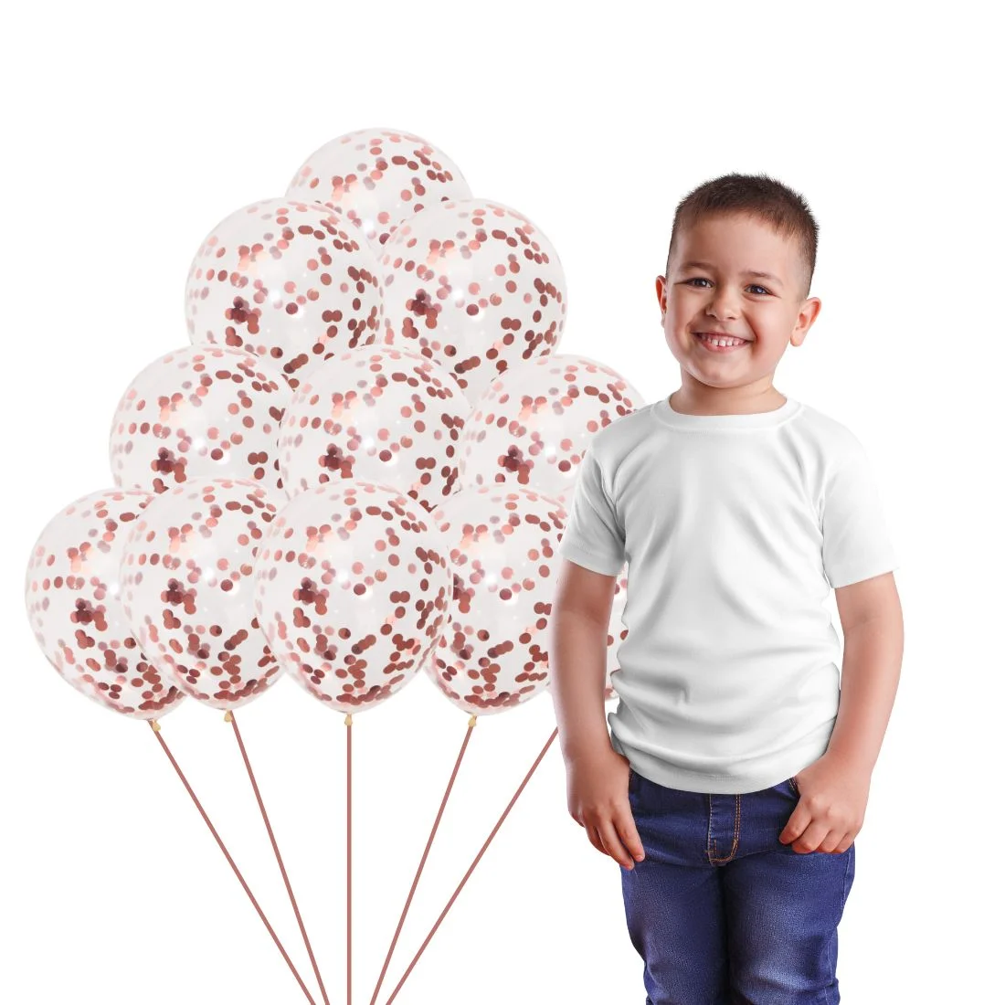 Rosegold Confetti Balloons - 12″ Balloons - Premium Handcrafted 300 GSM Balloons by Party Decor Mall India - View 3