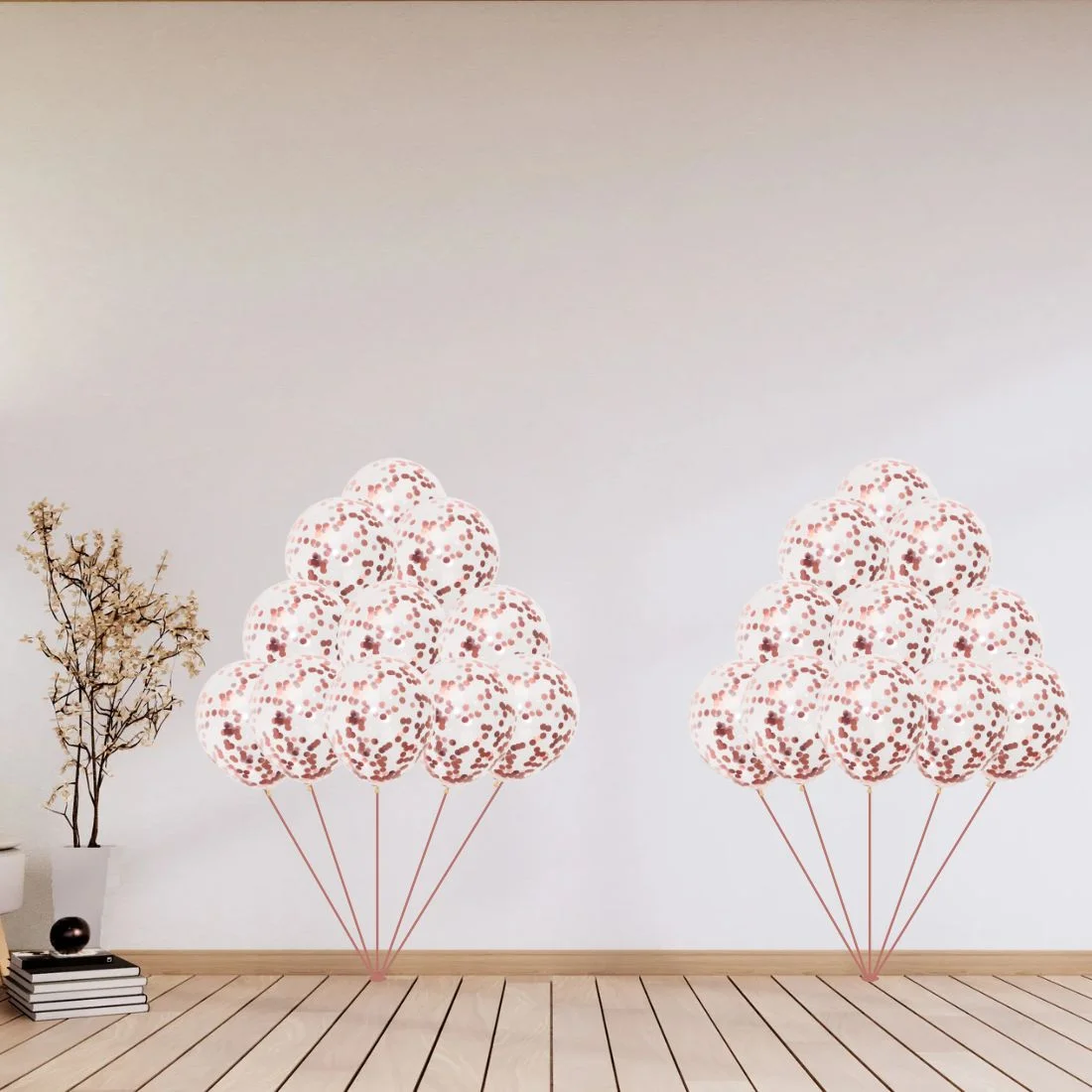 Rosegold Confetti Balloons - 12″ Balloons - Premium Handcrafted 300 GSM Balloons by Party Decor Mall India - View 5