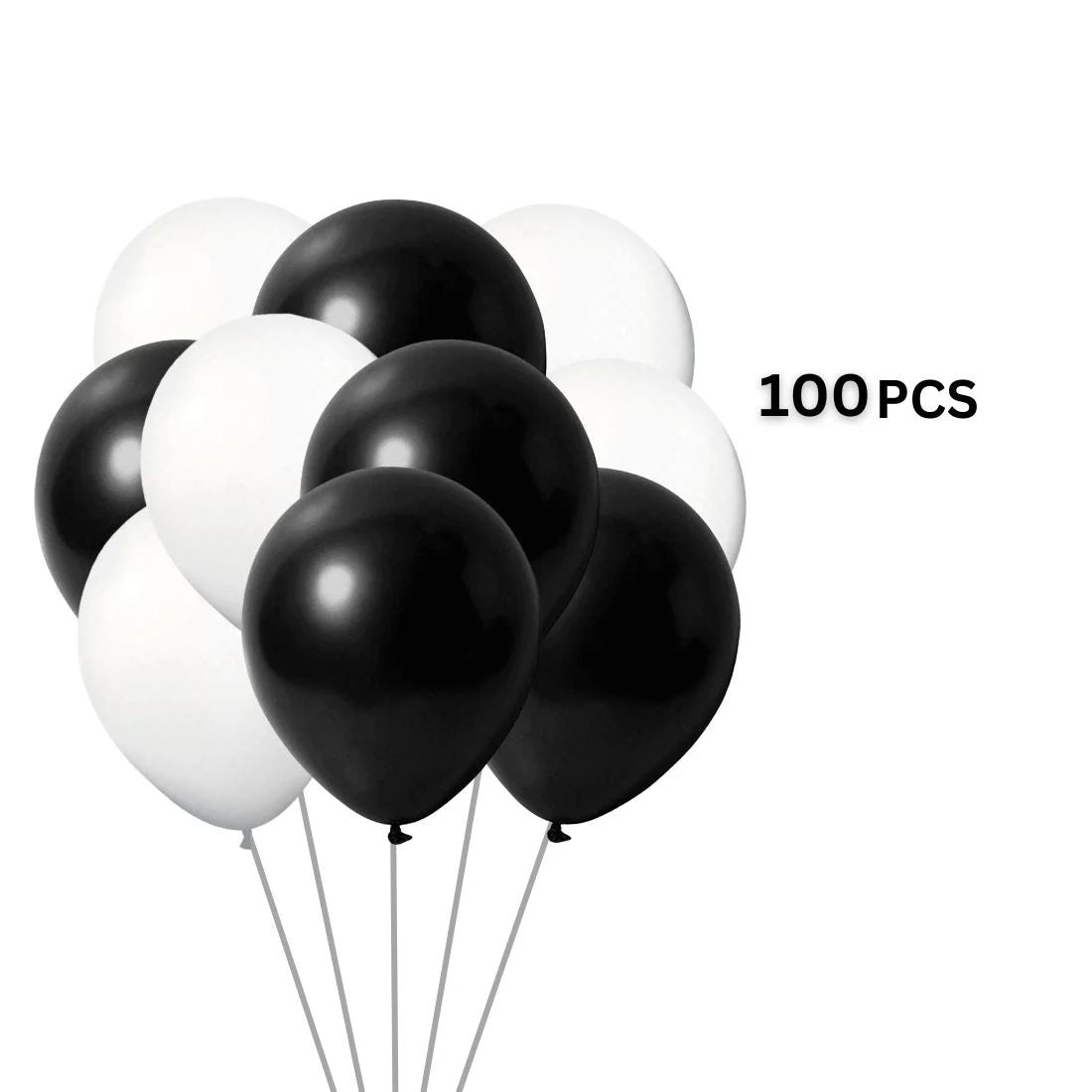 Black White Mix Balloons - Bow Tie Theme - Set of 100 - Premium Handcrafted 300 GSM Balloons by Party Decor Mall India - View 4