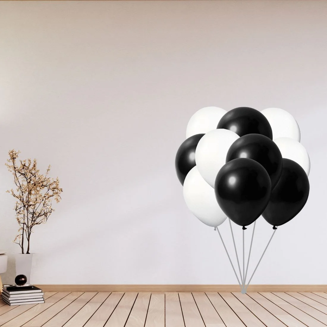 Black White Mix Balloons - Bow Tie Theme - Set of 100 - Premium Handcrafted 300 GSM Balloons by Party Decor Mall India - View 6