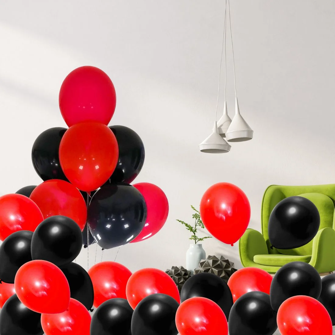 Red Black Cars Theme Latex Balloons - Set of 100 - Premium Handcrafted 300 GSM Latex Balloons, Balloons by Party Decor Mall India - View 5