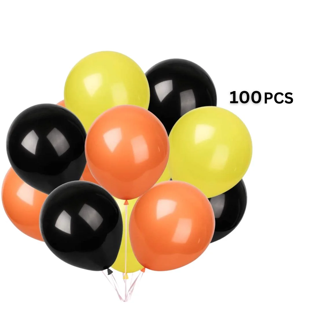 Yellow/Orange/Black Balloons for Construction Theme - 100 Pcs - Premium Handcrafted 300 GSM Balloons by Party Decor Mall India - View 5