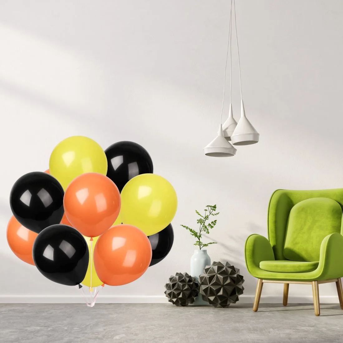 Yellow/Orange/Black Balloons for Construction Theme - 100 Pcs - Premium Handcrafted 300 GSM Balloons by Party Decor Mall India - View 6