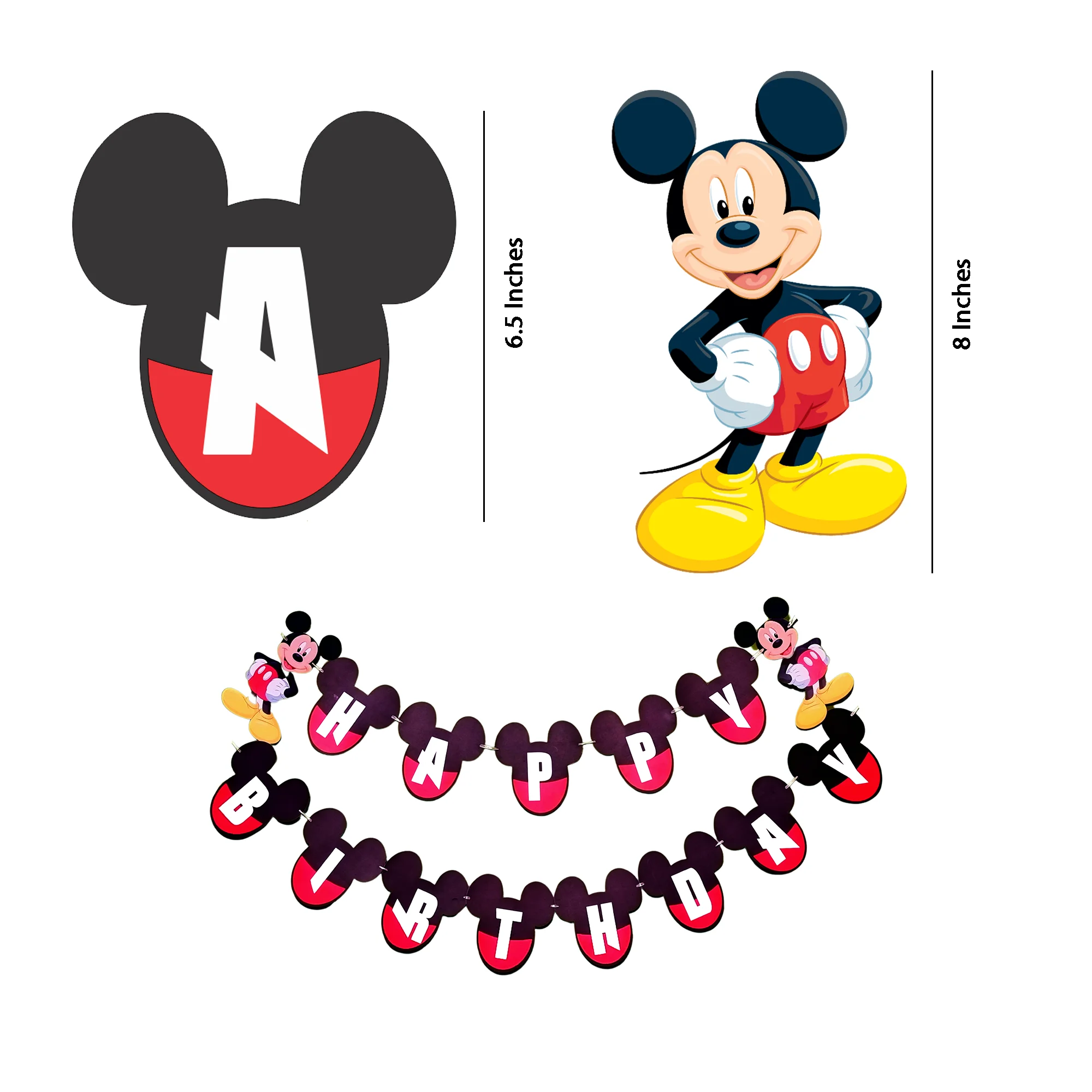 Mickey Mouse Birthday Banner (13 Pieces) - Premium Handcrafted 300 GSM Buntings by Party Decor Mall India - View 2