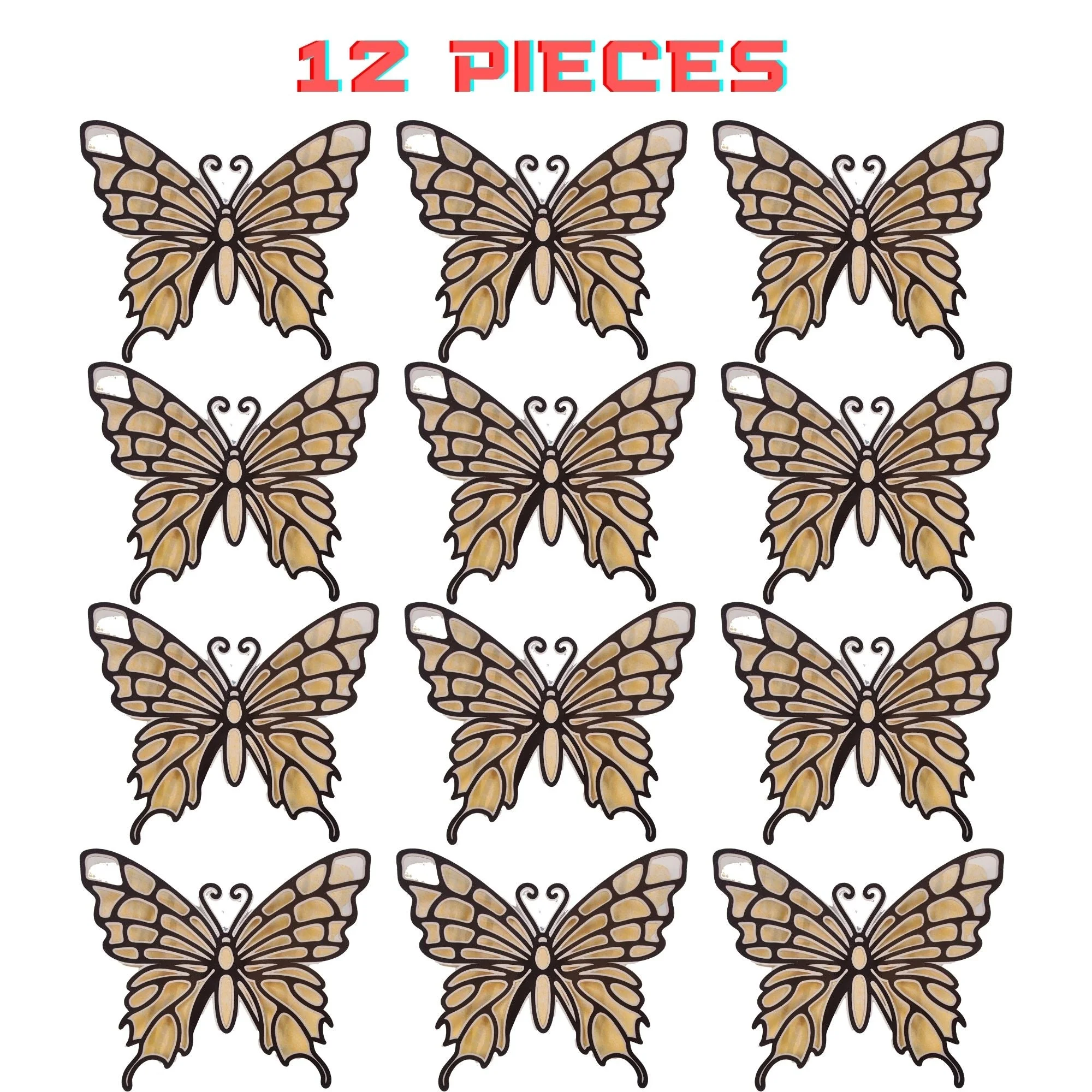 Butterfly for Decoration items for wall decor of home, 3D Butterfly for Room ,Bedroom ,Living Room(12 PCS) - Premium Handcrafted 300 GSM Party Supply by Party Decor Mall India - View 4