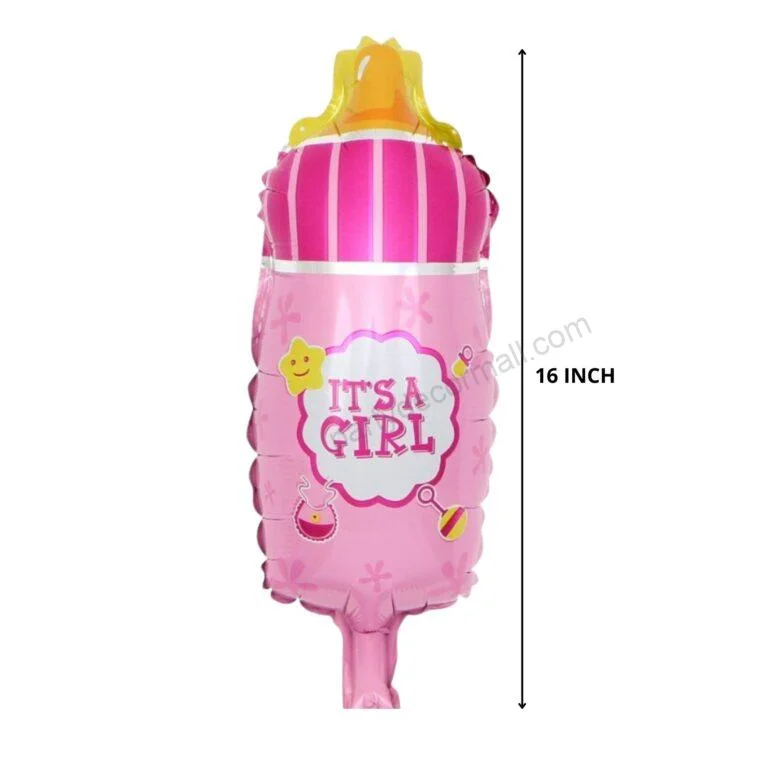 Baby Girl Pink Bottle Balloons / Baby Shower Decoration/ Welcome Baby - Premium Handcrafted 300 GSM Balloons by Party Decor Mall India - View 2