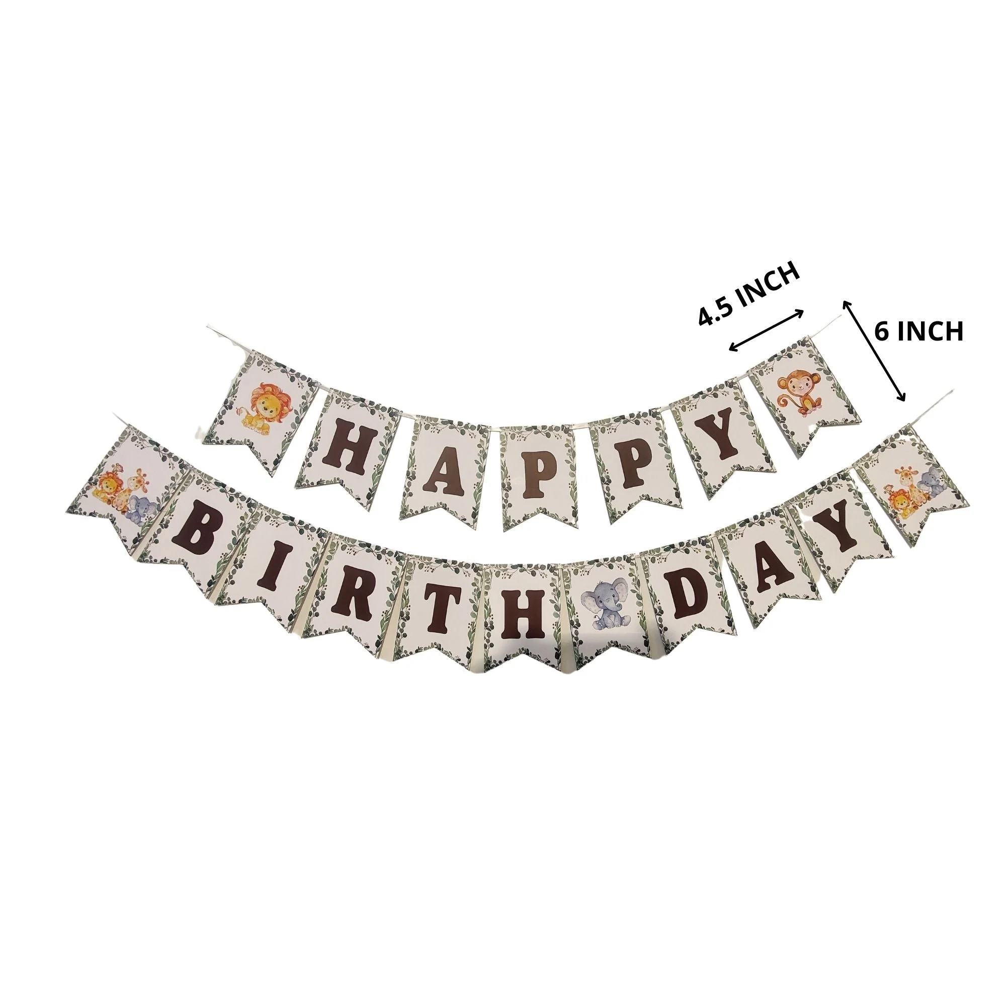 Jungle Theme Birthday Banner (13 Pieces) - Premium Handcrafted 300 GSM Buntings by Party Decor Mall India - View 2