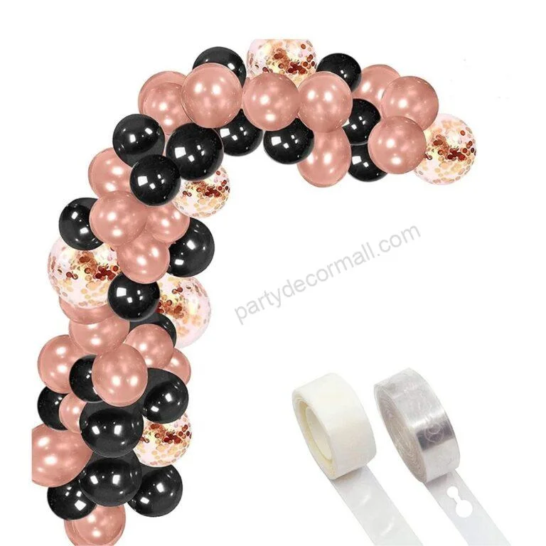 Happy Birthday/ Anniversary Rose Gold and Black Combo kit (37 Pcs) - Premium Handcrafted 300 GSM Balloon Kit by Party Decor Mall India - View 1