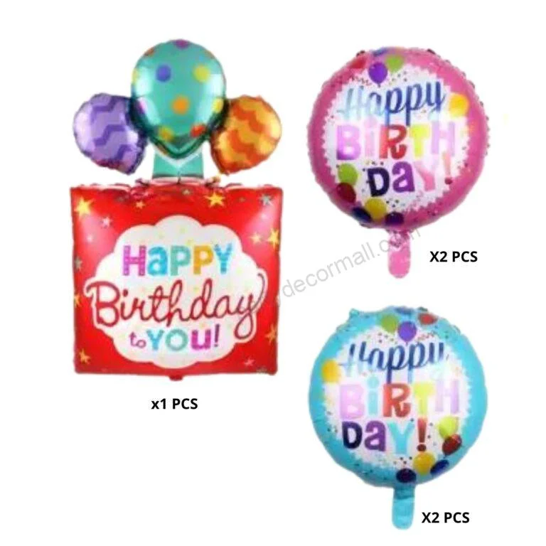 Printed Happy Birthday To you helium quality foil balloon ( pack of 5) Balloon  (Multicolor, Pack of 5) - Premium Handcrafted 300 GSM Balloon Kit by Party Decor Mall India - View 2