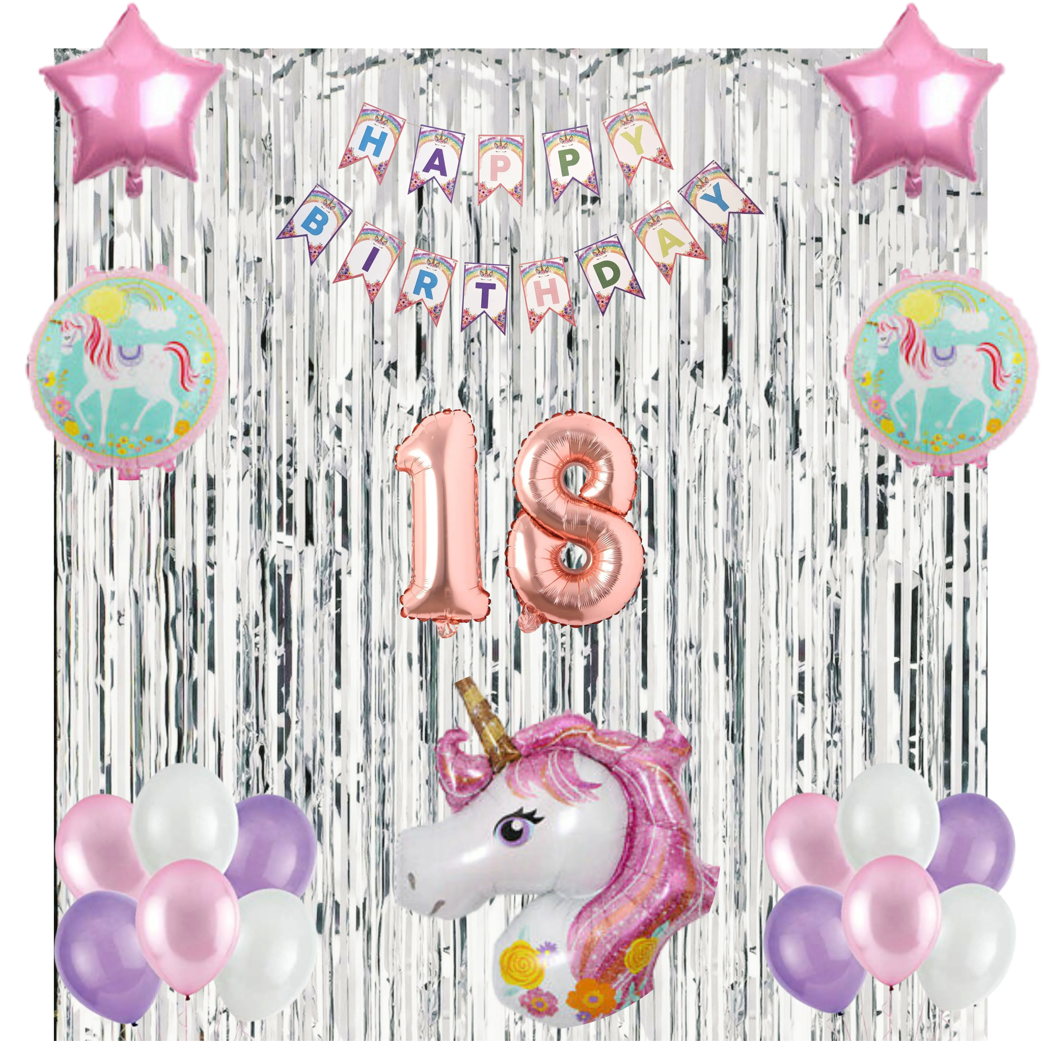 Unicorn Theme Balloon Decor DIY Kit (71 Pcs)