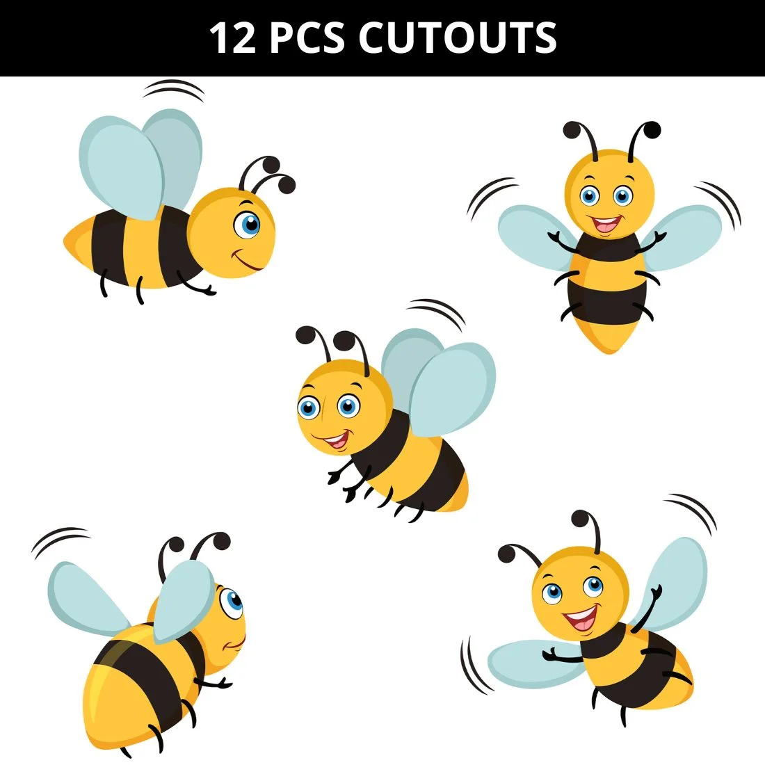Honey Bee Bumble Bee Cut Outs Theme Birthday Decoration(12 Pcs) - Premium Handcrafted 300 GSM Birthday Decoration by Party Decor Mall India - View 2