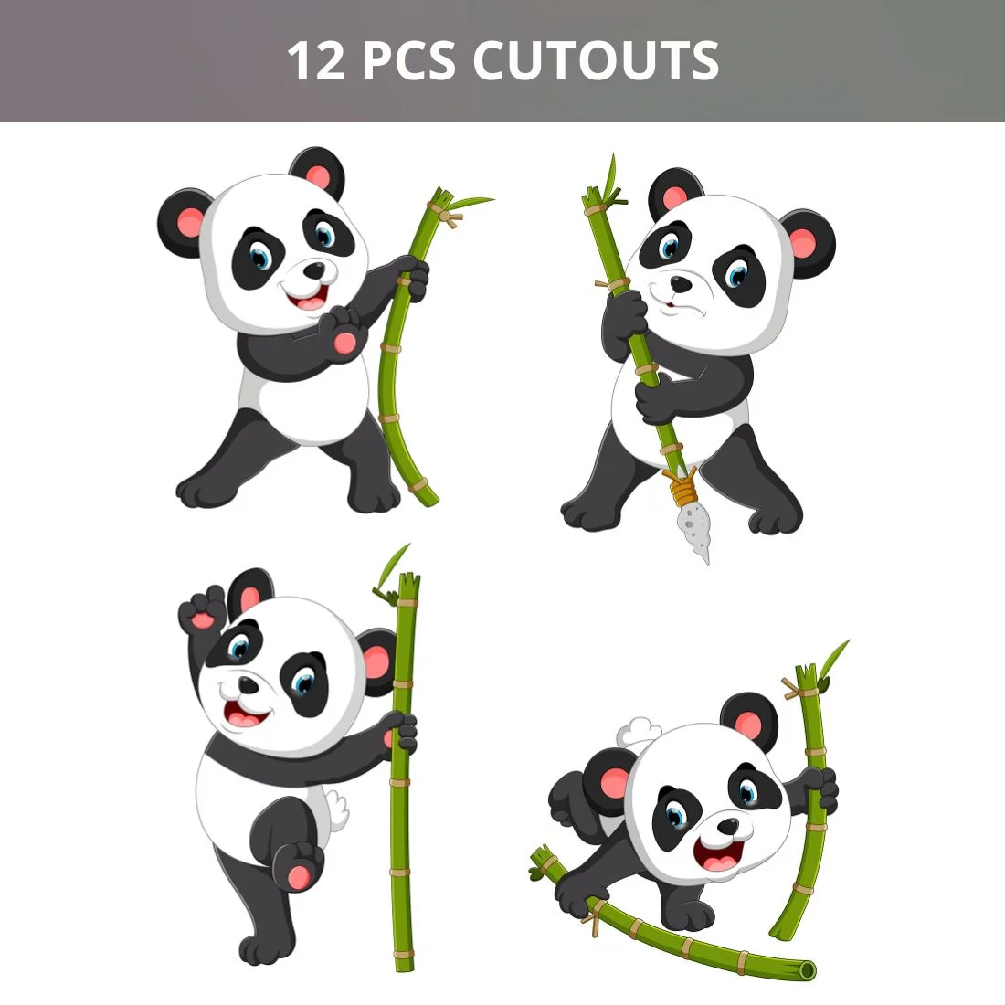 Panda Cut Outs Theme Birthday Decoration(12 Pcs) - Premium Handcrafted 300 GSM Birthday Decoration by Party Decor Mall India - View 2