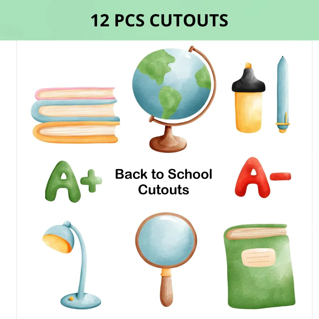 Back to School  Cut Outs (12 Pcs) - Premium Handcrafted 300 GSM Paper Cutouts by Party Decor Mall India - View 2