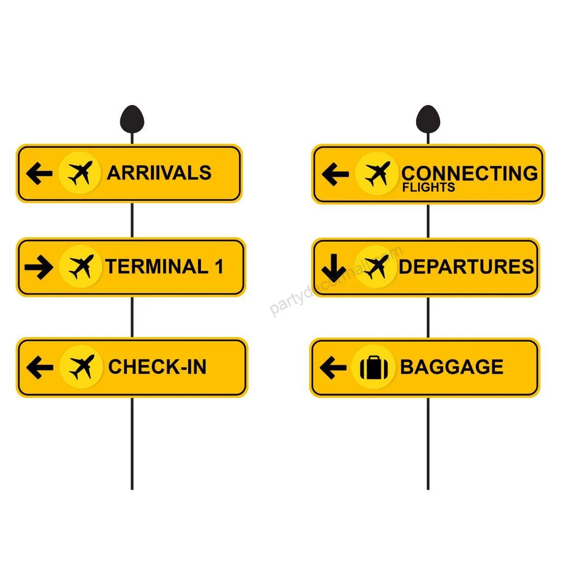 Airports Sign Boards Cut Outs (12 Pcs)