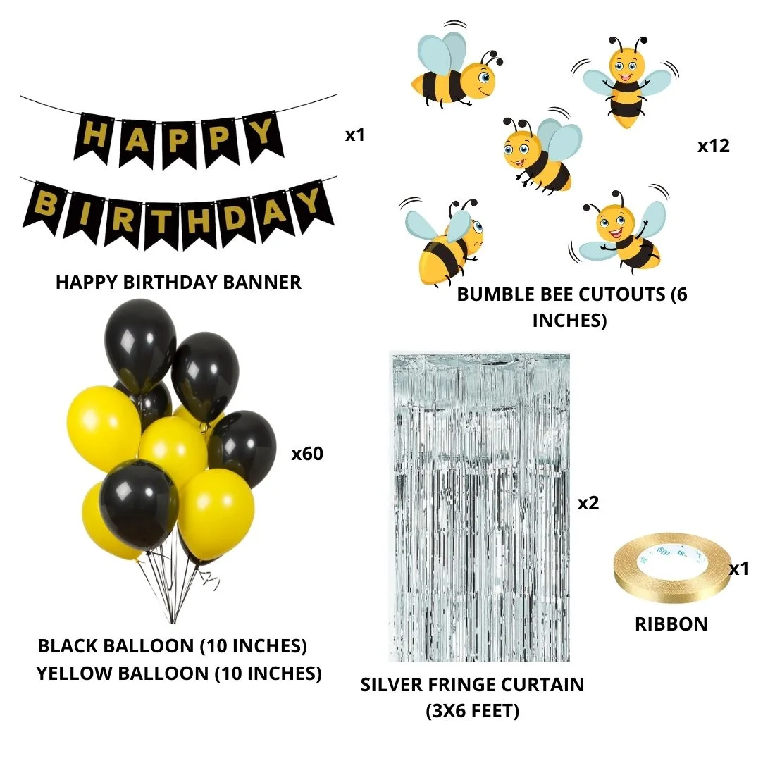 Bumble Bee Theme Balloon Decor DIY Kit (76 Pcs) - Premium Handcrafted 300 GSM Party Supply by Party Decor Mall India - View 2