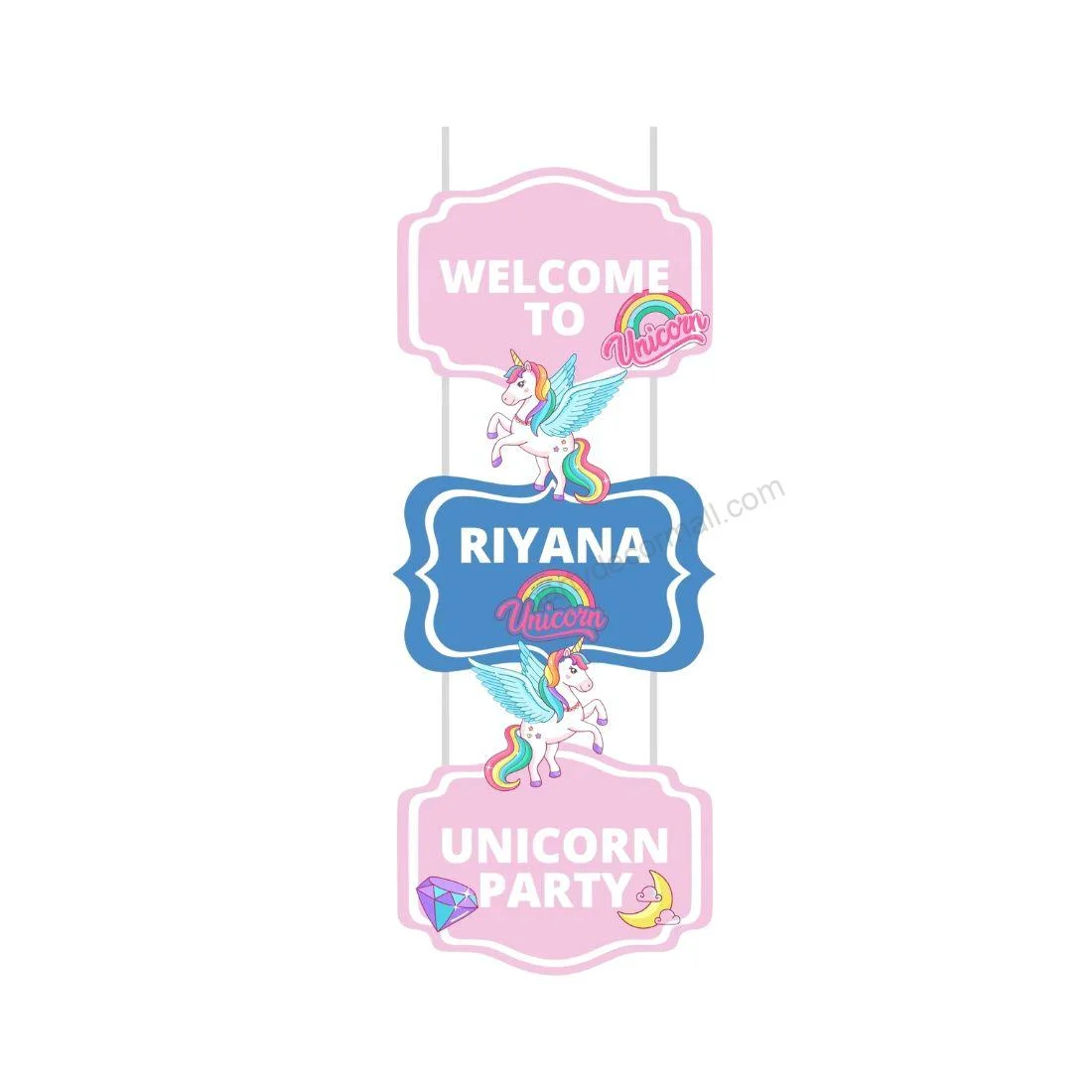 Unicorn Theme Birthday Decoration Hanging / Ceiling Hanging Decoration / Wall Decoration - Premium Handcrafted 300 GSM Birthday Decoration by Party Decor Mall India - View 1